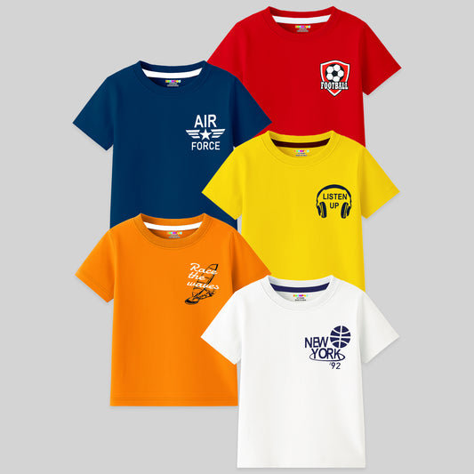 Kuchipoo Boys Half Sleeves Regular Fit Cotton T-Shirt