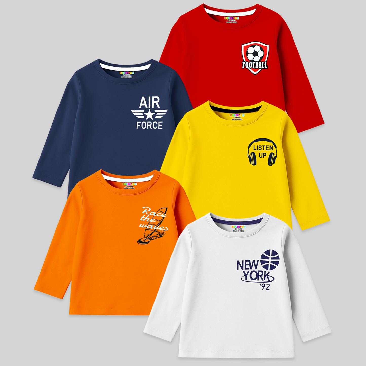 KUCHIPOO Boys Full Sleeves T-Shirts