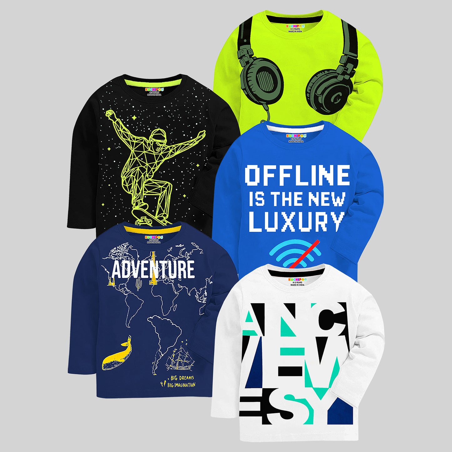 KUCHIPOO Boys Full Sleeves T-Shirts