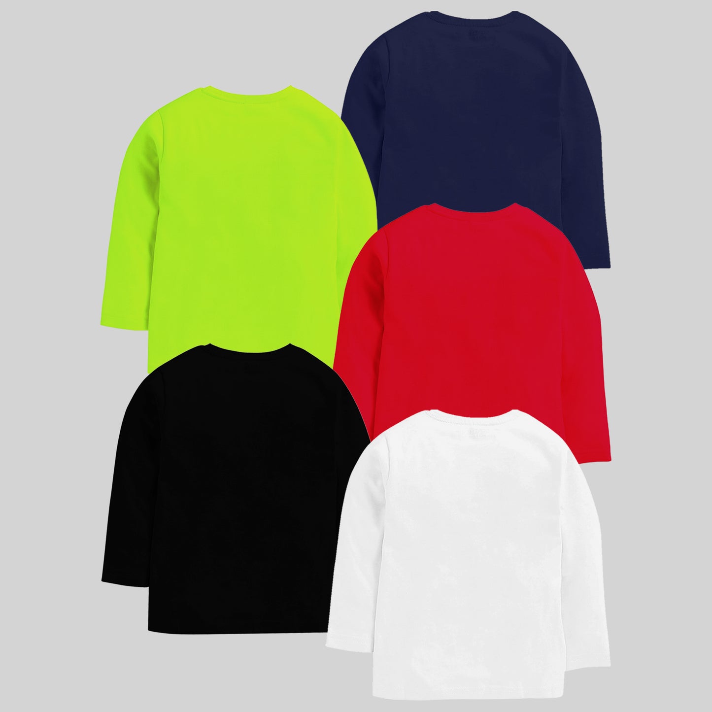 Kuchipoo Boys Full Sleeves Cotton T-Shirt - Pack of 5