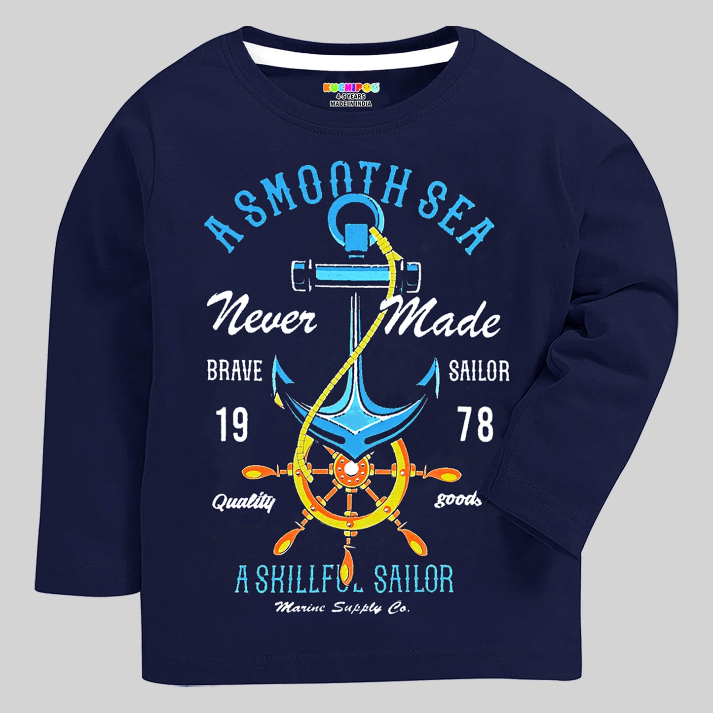 Kuchipoo Boys Full Sleeves Cotton T-Shirt - Pack of 5