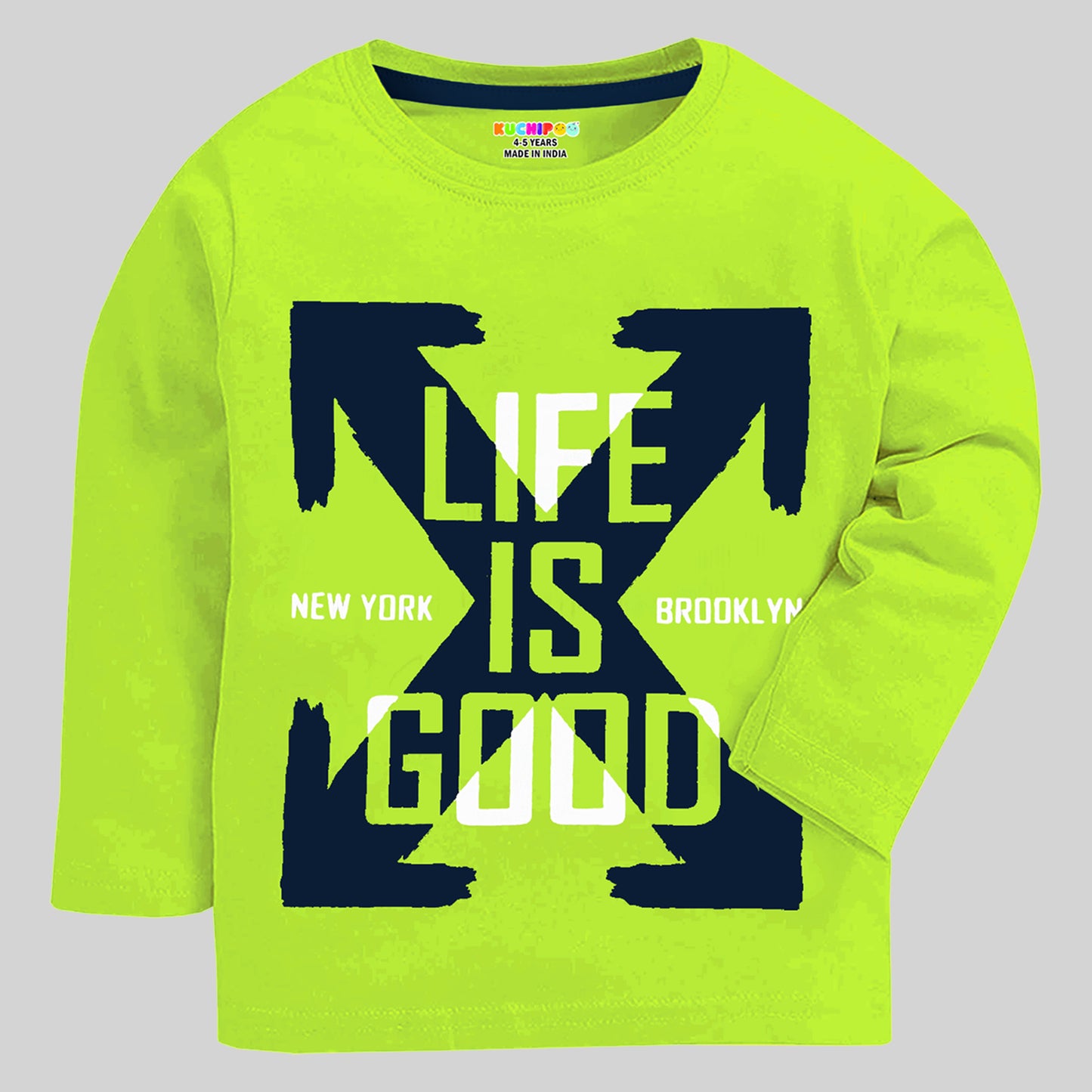 Kuchipoo Boys Full Sleeves Cotton T-Shirt - Pack of 5