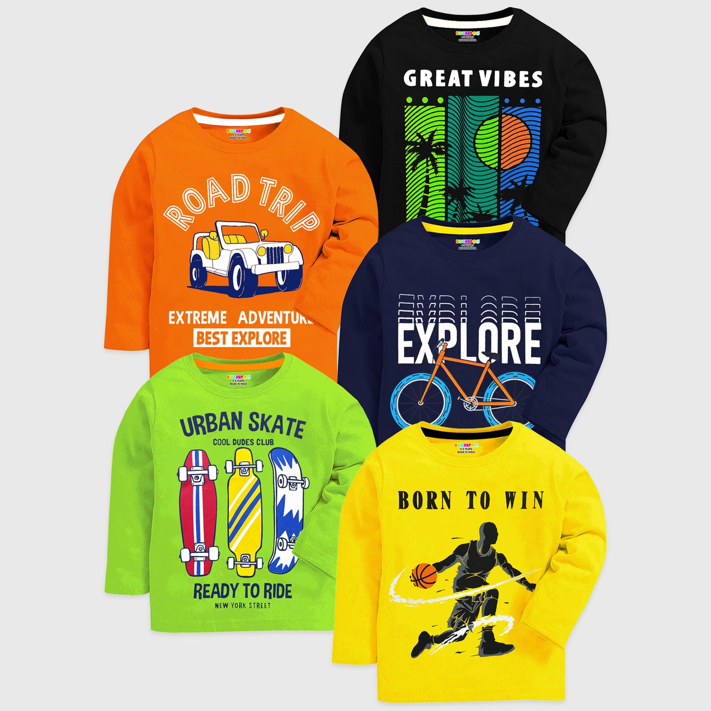 Kuchipoo Boys Full Sleeves Cotton T-Shirt