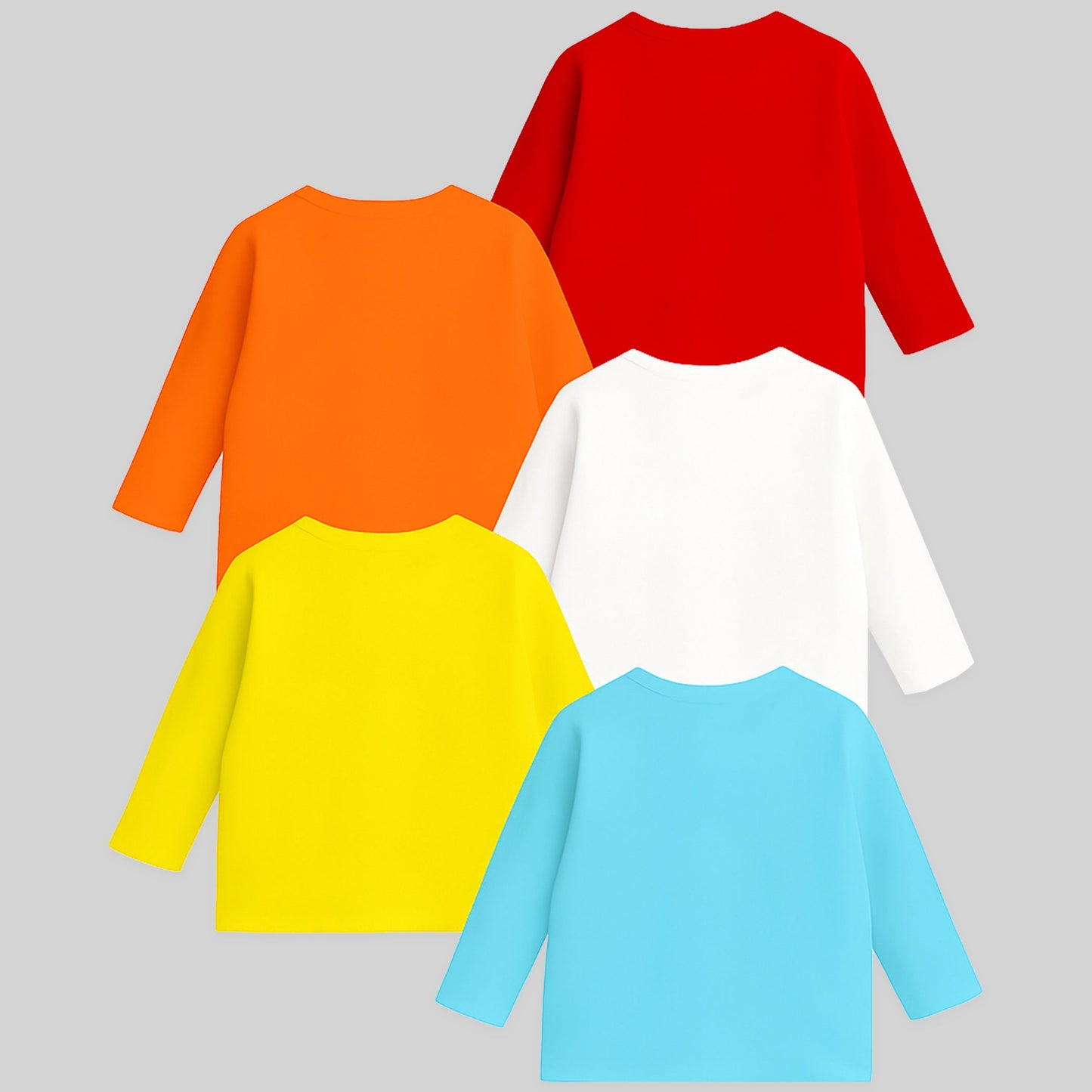 Kuchipoo Boys Full Sleeves Regular Fit Cotton T-Shirt - Pack of 5