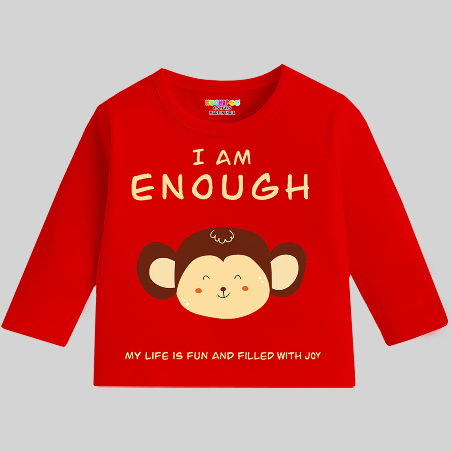 Kuchipoo Boys Full Sleeves Regular Fit Cotton T-Shirt - Pack of 5