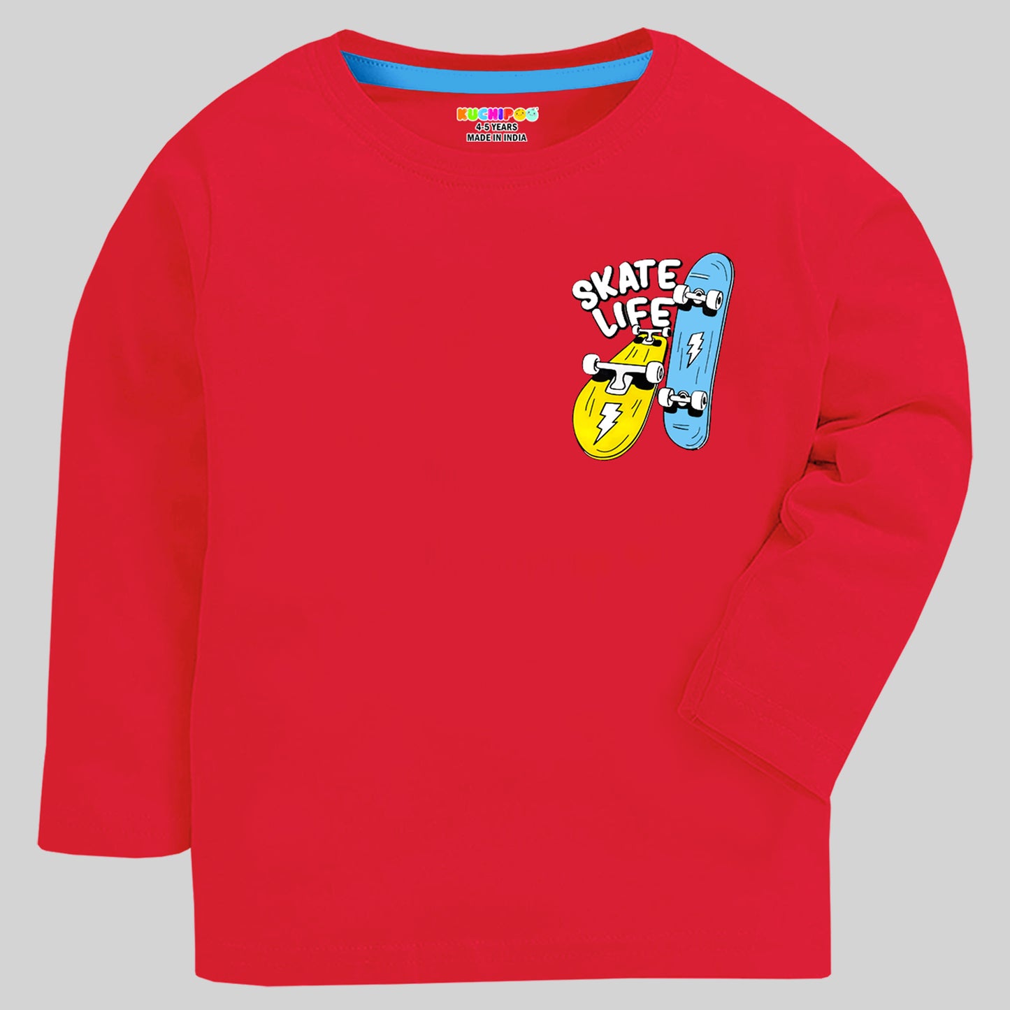 Kuchipoo Boys Full Sleeve T-Shirts | Soft Cotton Round Neck Tees | Multicolor Pack of 5