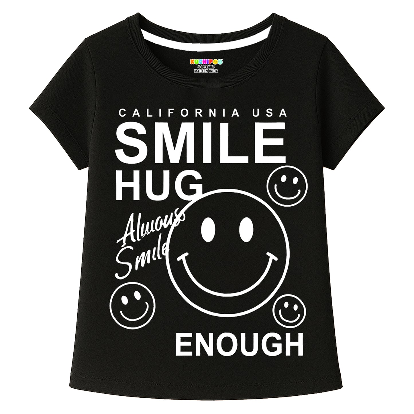 Kuchipoo Girls Cotton Printed T-Shirts | Half Sleeve Round Neck | Soft & Comfortable Casual Wear for Kids | Pack of 5