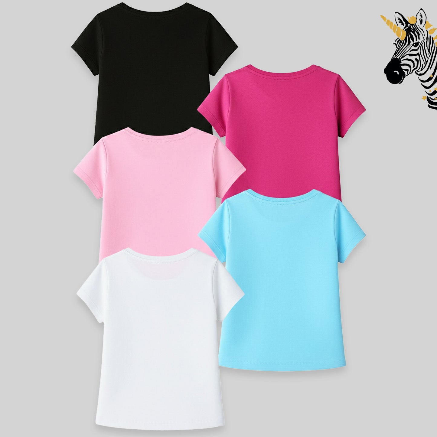 Kuchipoo Girls Regular Fit Cotton T-Shirt - Pack of 5