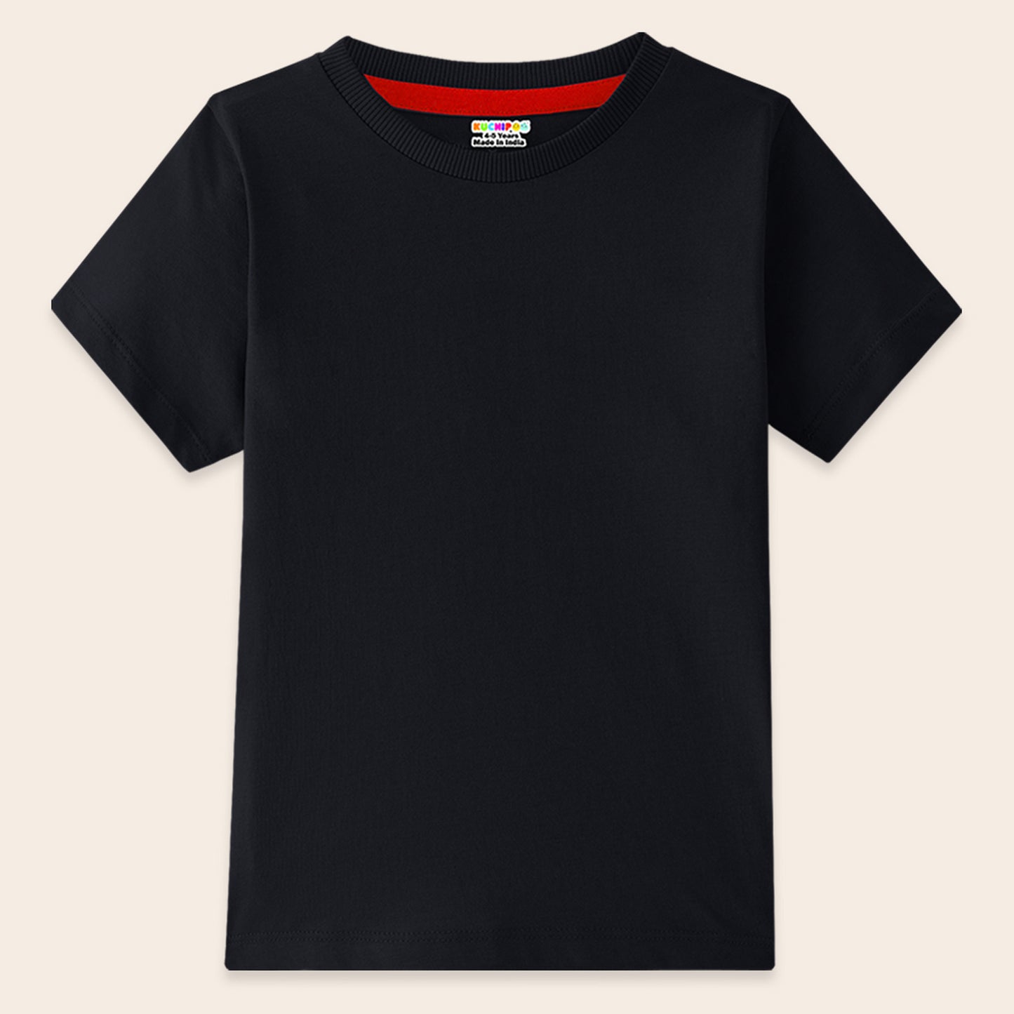 Kuchipoo Boys 100% Cotton Half Sleeve T-Shirt | Soft & Breathable Fabric | Round Neck Plain Solid Tee | Comfortable Pack of 4