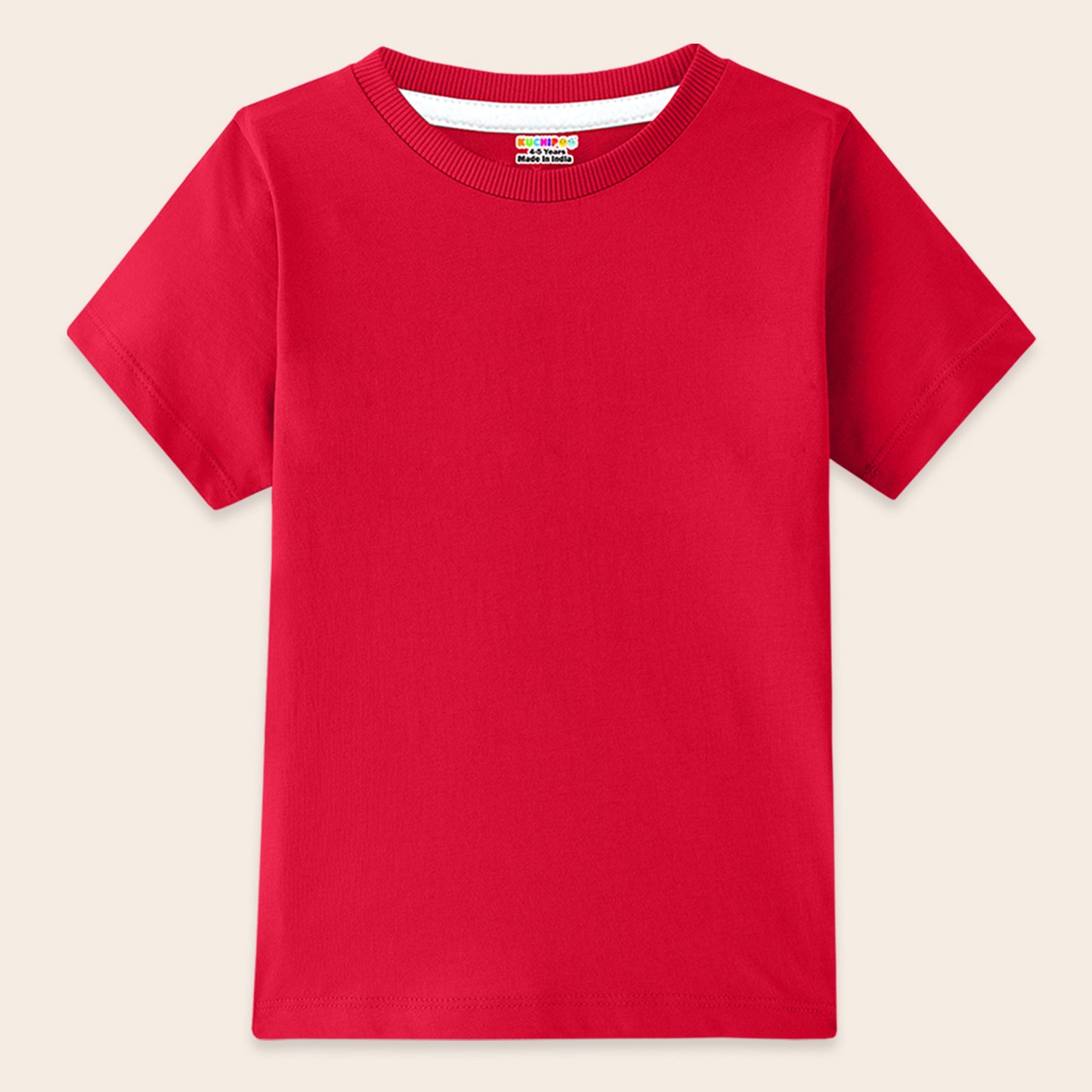Kuchipoo Boys 100% Cotton Half Sleeve T-Shirt | Soft & Breathable Fabric | Round Neck Plain Solid Tee | Comfortable Pack of 4