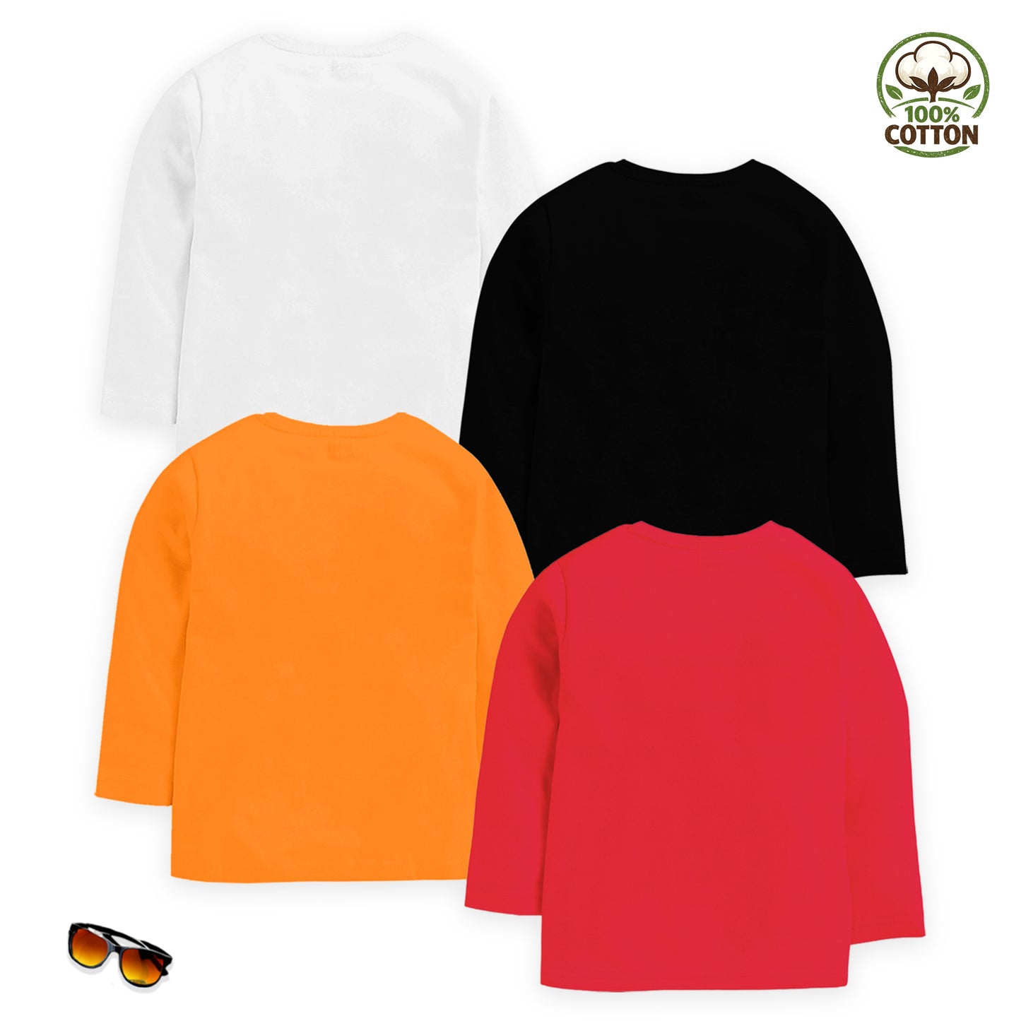 Kuchipoo Boys Full Sleeves 100% Cotton Cotton T-Shirt - Pack of 4