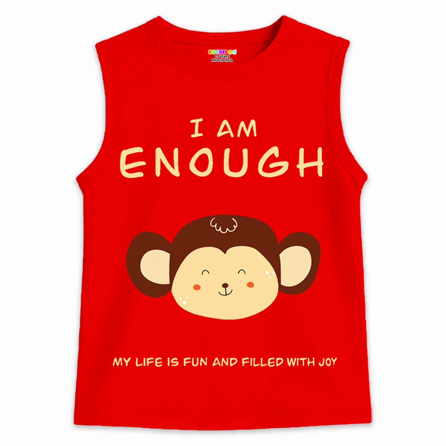 Kuchipoo Boys & Girls Cotton Sleeveless T-Shirts | Printed Graphic Design | Lightweight & Comfortable | Summer Casual Wear | Everyday Kids Clothing - Pack of 5