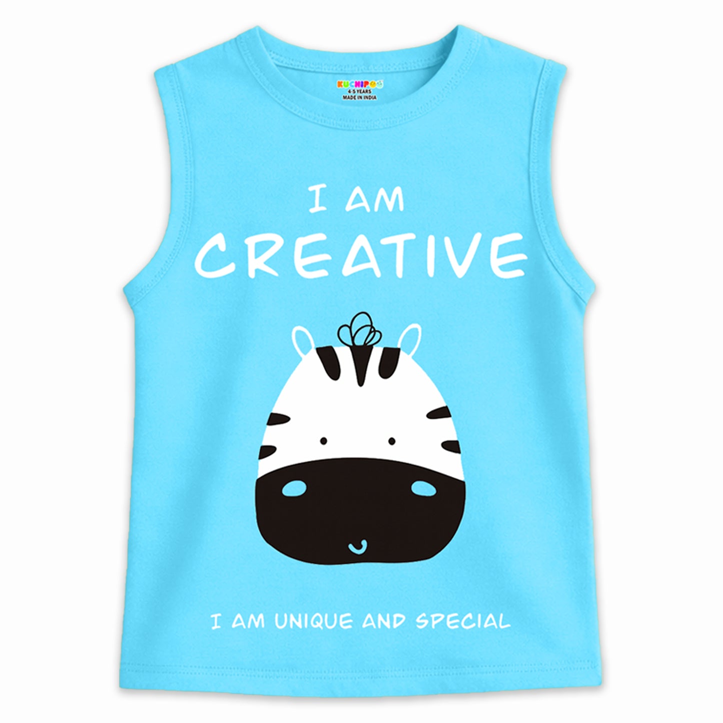 Kuchipoo Boys & Girls Cotton Sleeveless T-Shirts | Printed Graphic Design | Lightweight & Comfortable | Summer Casual Wear | Everyday Kids Clothing - Pack of 5