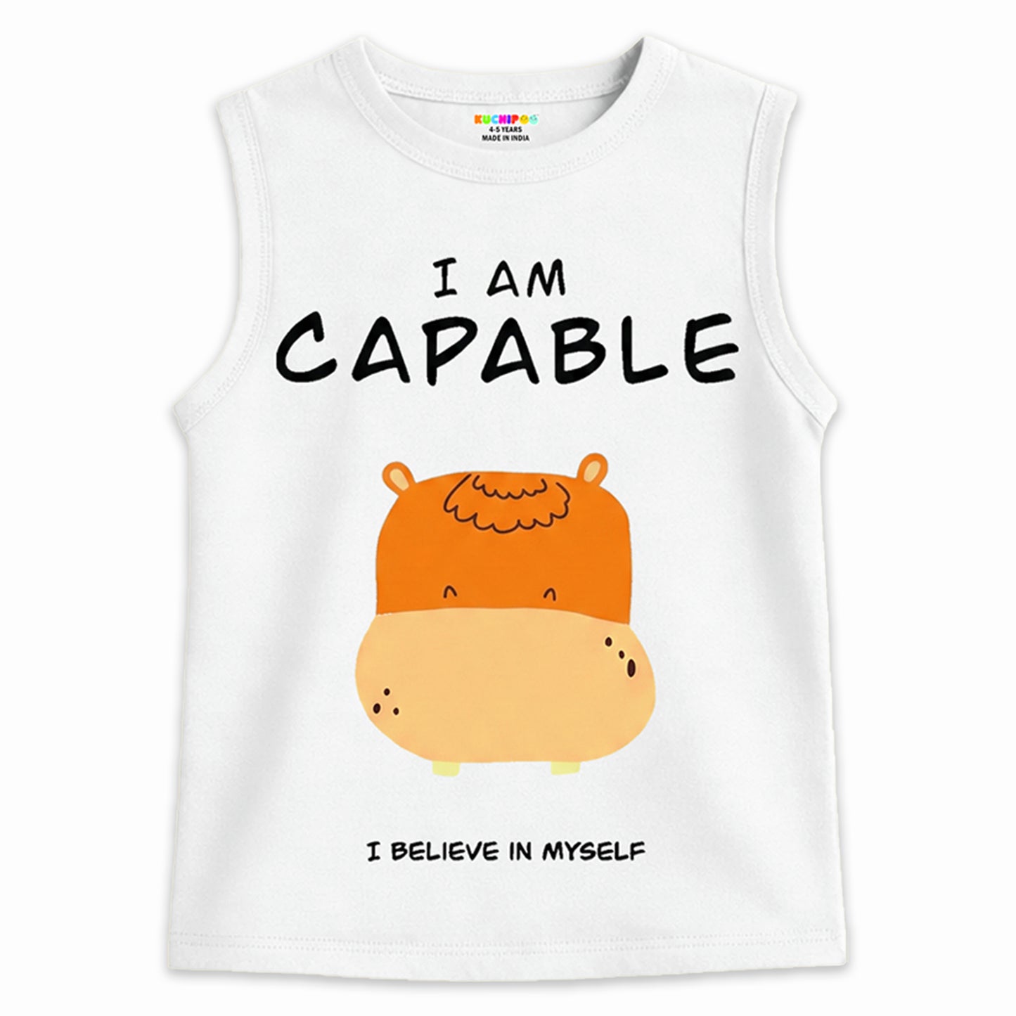 Kuchipoo Boys & Girls Cotton Sleeveless T-Shirts | Printed Graphic Design | Lightweight & Comfortable | Summer Casual Wear | Everyday Kids Clothing - Pack of 5