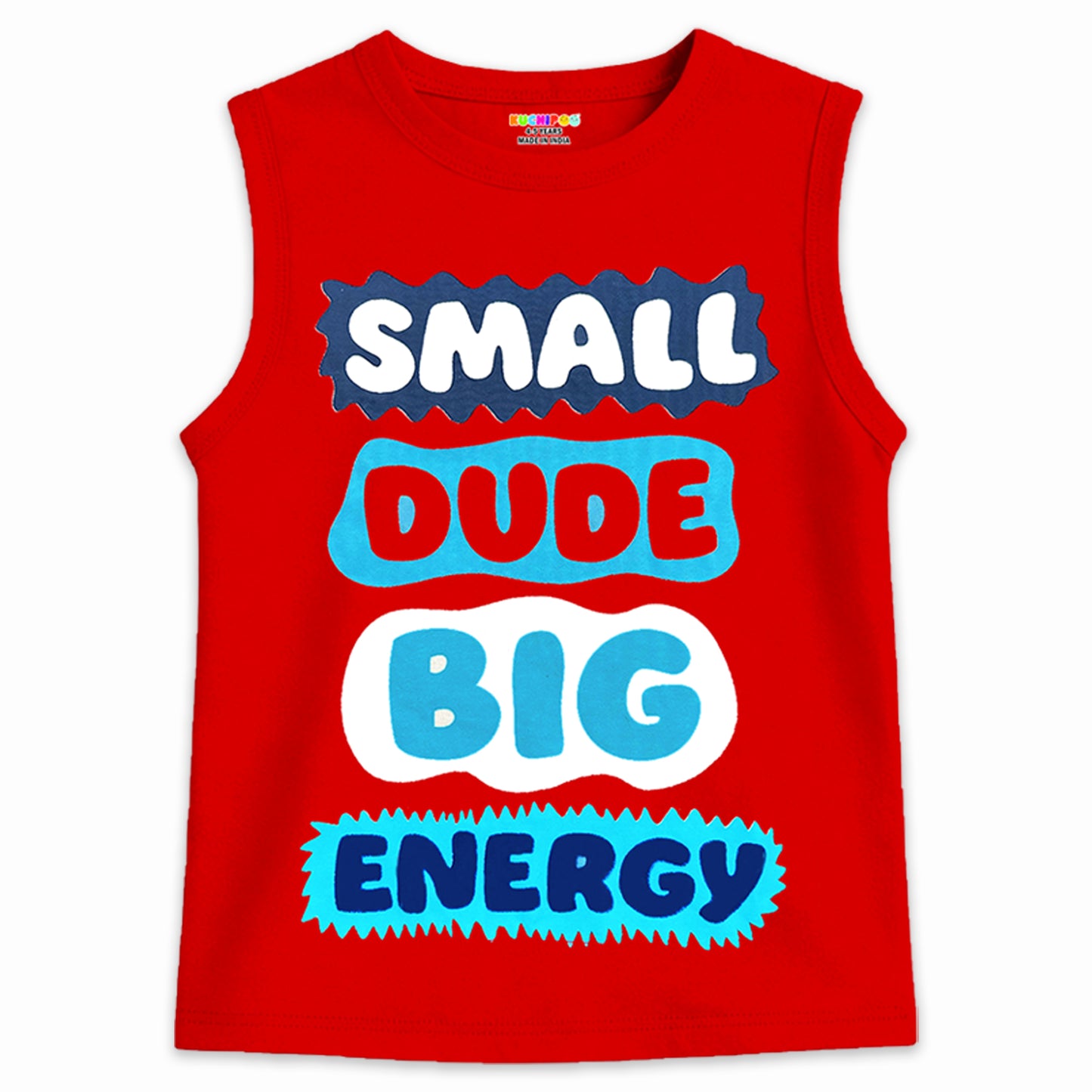 Kuchipoo Boys Cotton Sleeveless T-Shirts | Printed Graphic Design | Lightweight & Comfortable | Summer Casual Wear | Everyday Kids Clothing - Pack of 5