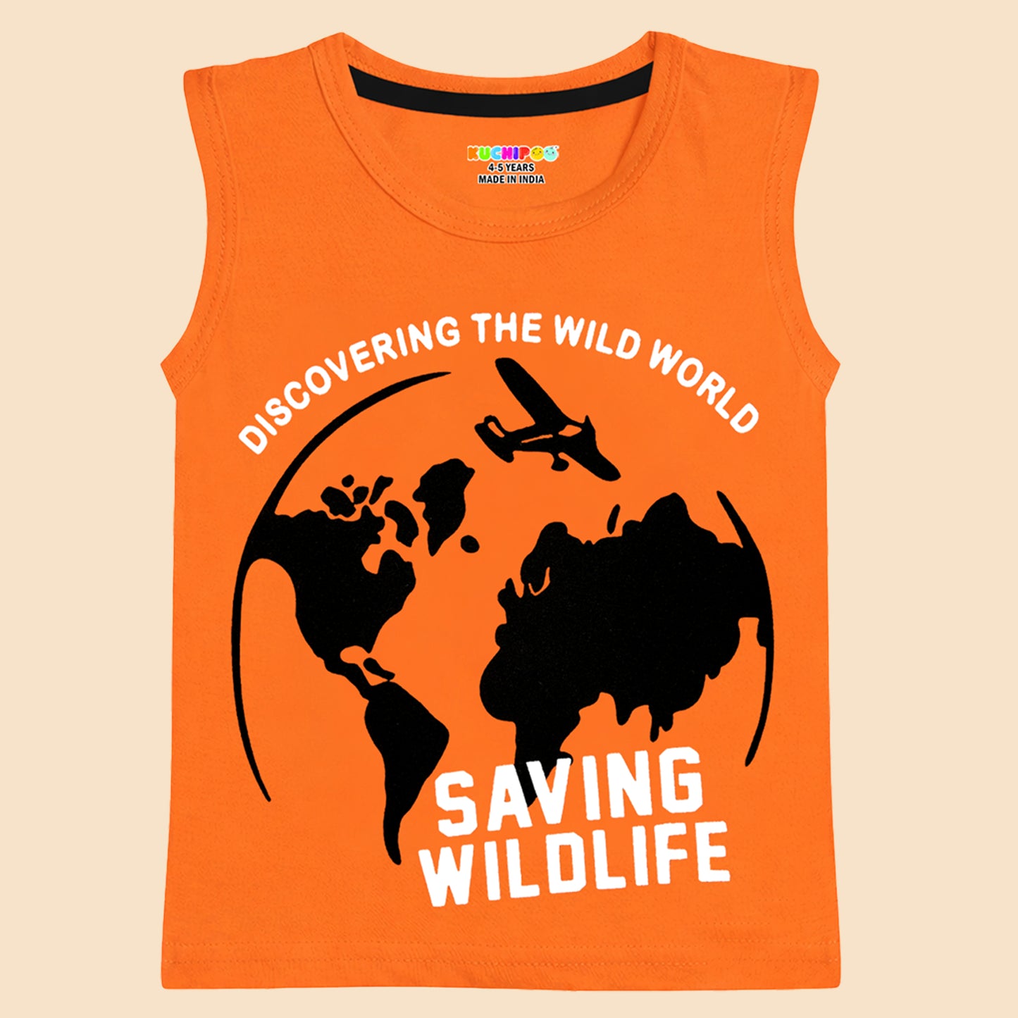 Kuchipoo Boys Sleeveless Cotton Tshirts | Printed Round Neck Kids Tshirts for Summer Wear | Pack of 4