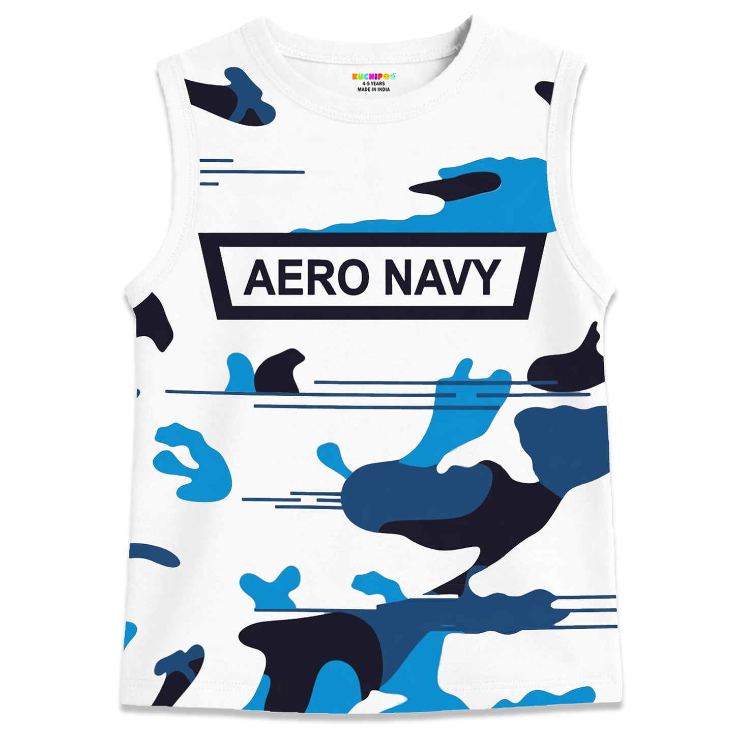 Kuchipoo Boys Sleeveless Cotton Tshirts | Printed Round Neck Kids Tshirts for Summer Wear | Pack of 4