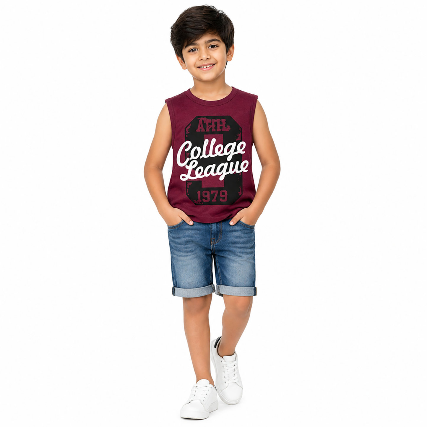 Kuchipoo Boys Sleeveless Cotton Tshirts | Printed Round Neck Kids Tshirts for Summer Wear | Pack of 4