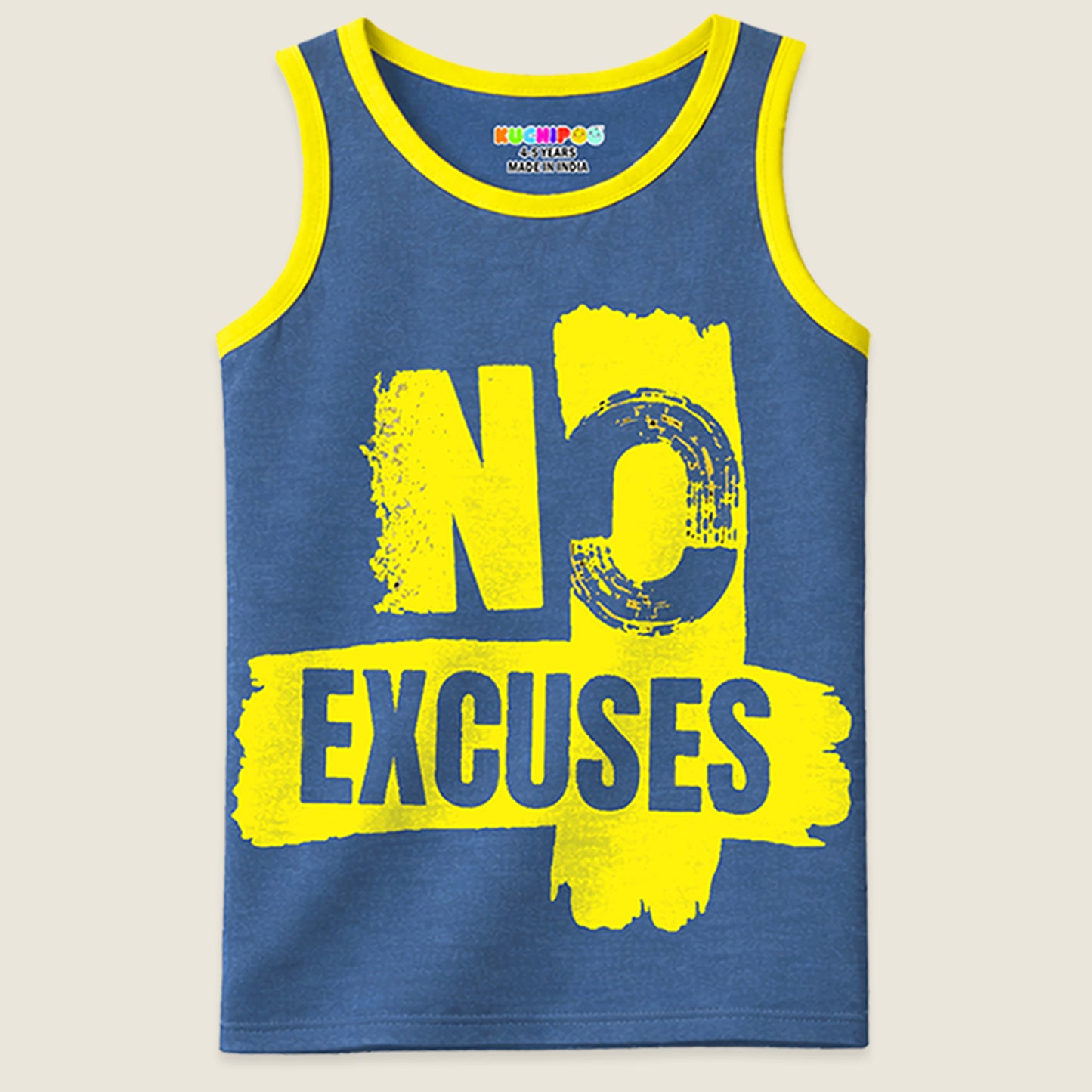 Kuchipoo Boys Sleeveless Cotton Tshirts | Printed Round Neck Kids Tshirts for Summer Wear | Pack of 4