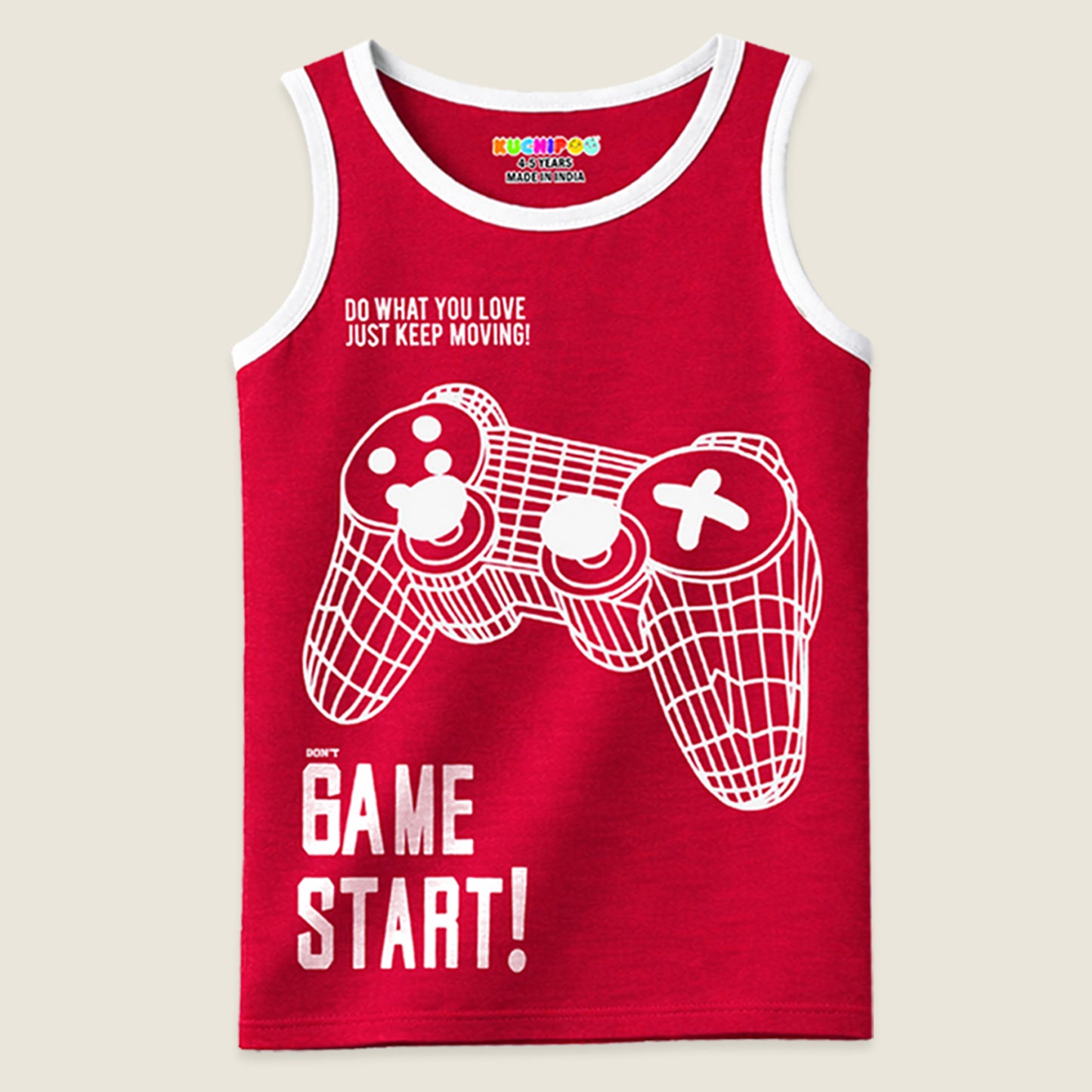 Kuchipoo Boys Sleeveless Cotton Tshirts | Printed Round Neck Kids Tshirts for Summer Wear | Pack of 4