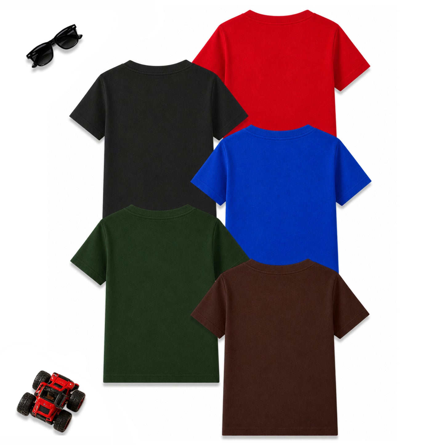 Kuchipoo Boys Cotton Printed T-Shirts | Half Sleeve Round Neck | Soft & Comfortable Casual Wear for Kids | Pack of 5