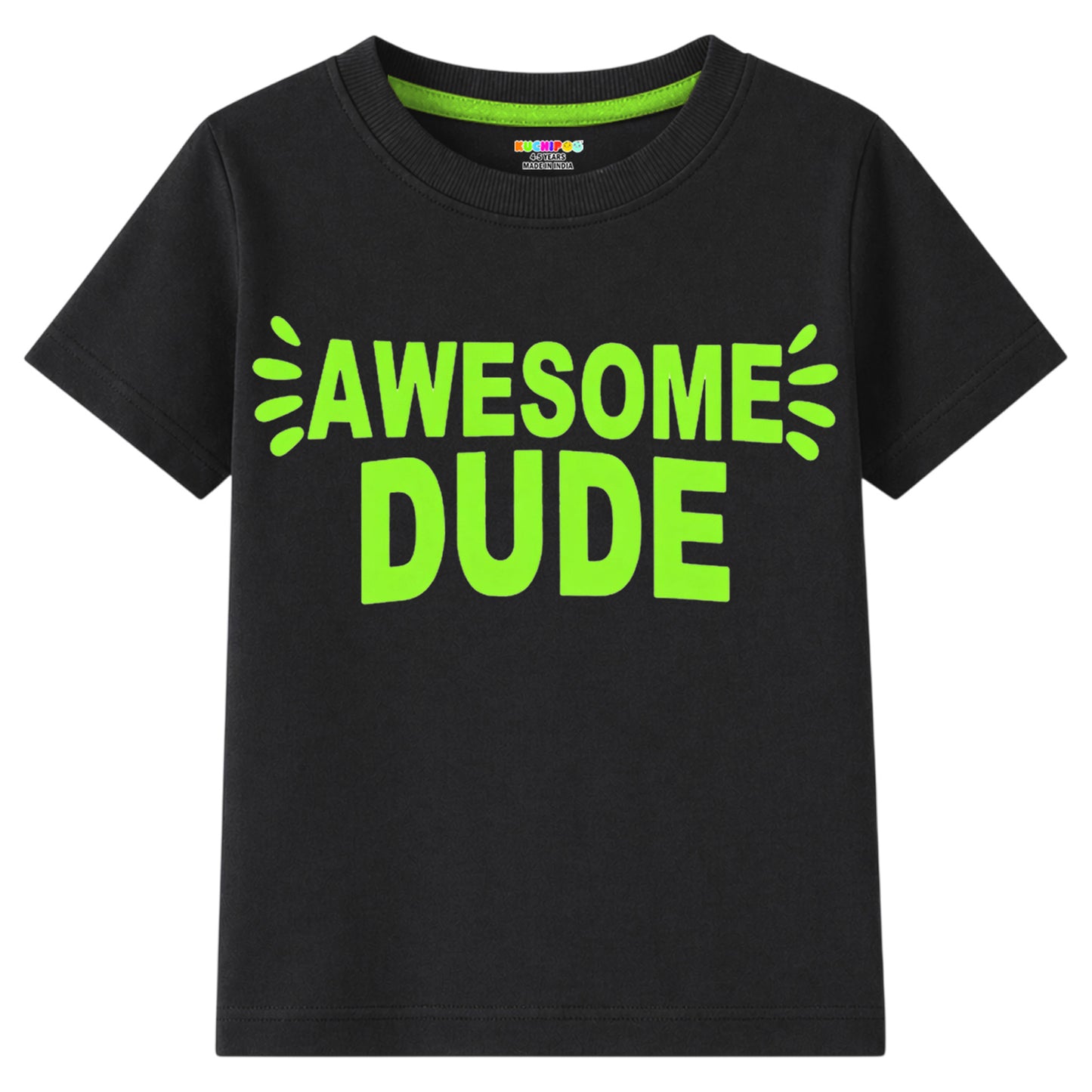 Kuchipoo Boys Cotton Printed T-Shirts | Half Sleeve Round Neck | Soft & Comfortable Casual Wear for Kids | Pack of 5