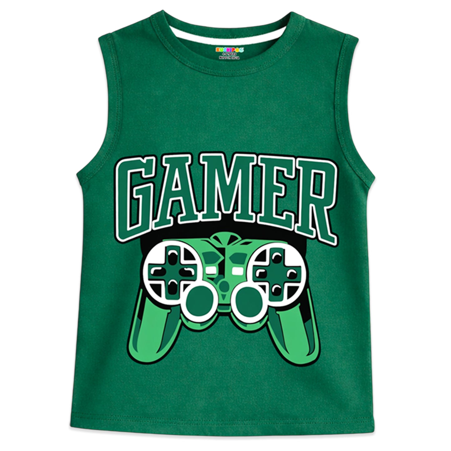 Kuchipoo Boys Sleeveless Cotton Tshirts | Printed Round Neck Kids Tshirts for Summer Wear | Pack of 4