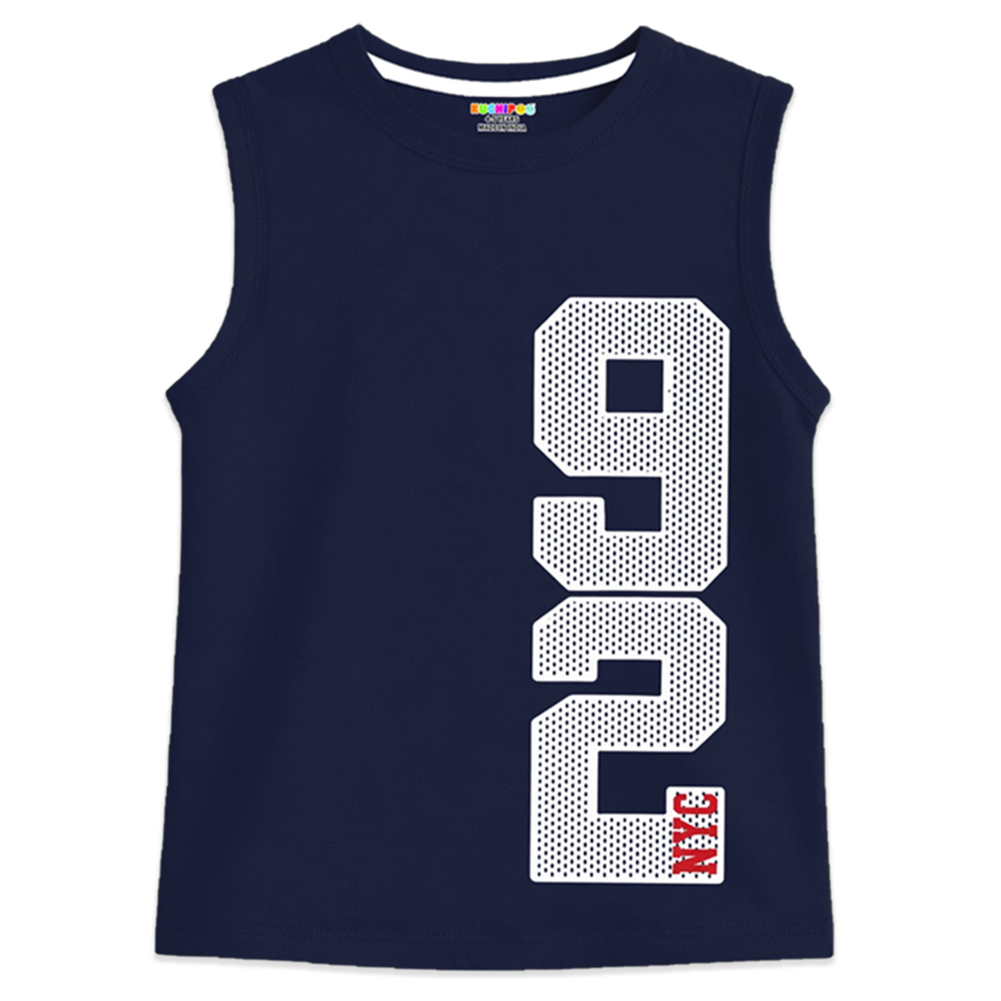 Kuchipoo Boys Sleeveless Cotton Tshirts | Printed Round Neck Kids Tshirts for Summer Wear | Pack of 4