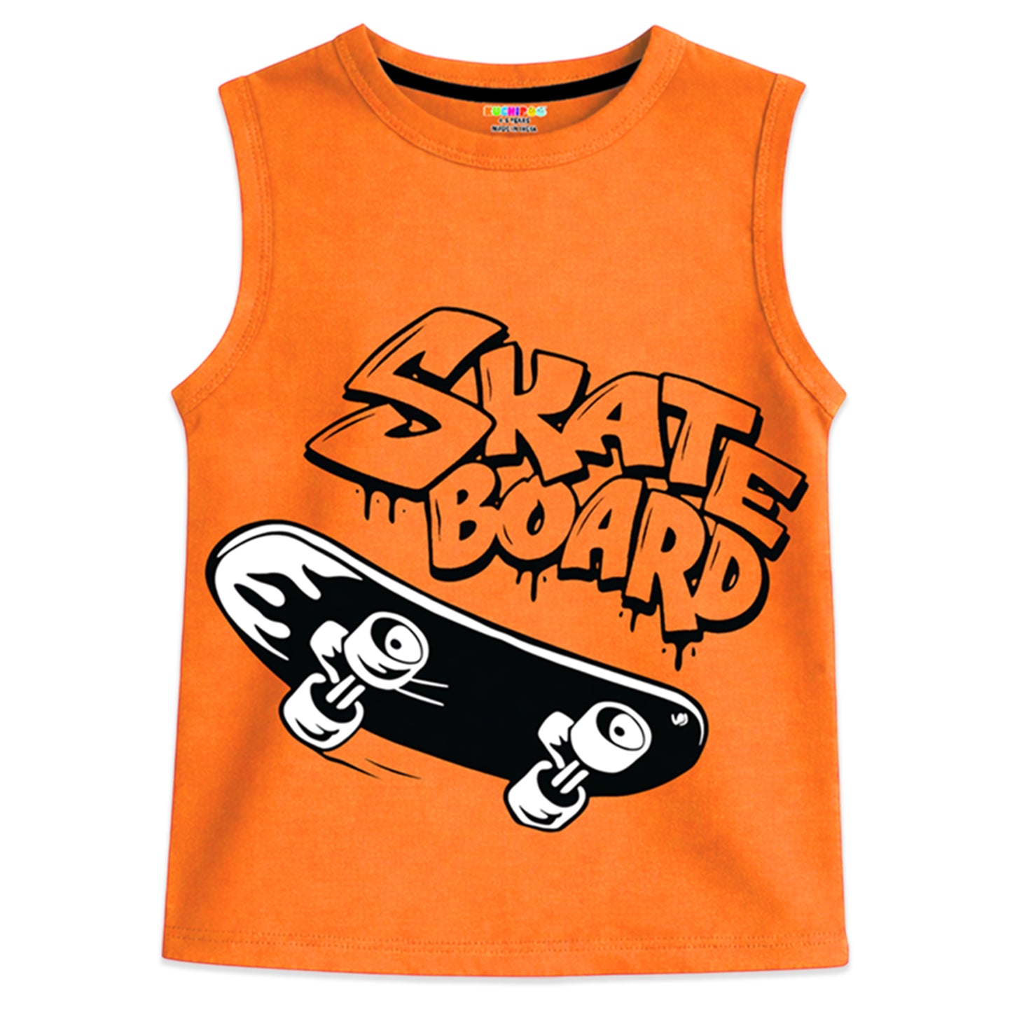 Kuchipoo Boys Sleeveless Cotton Tshirts | Printed Round Neck Kids Tshirts for Summer Wear | Pack of 4