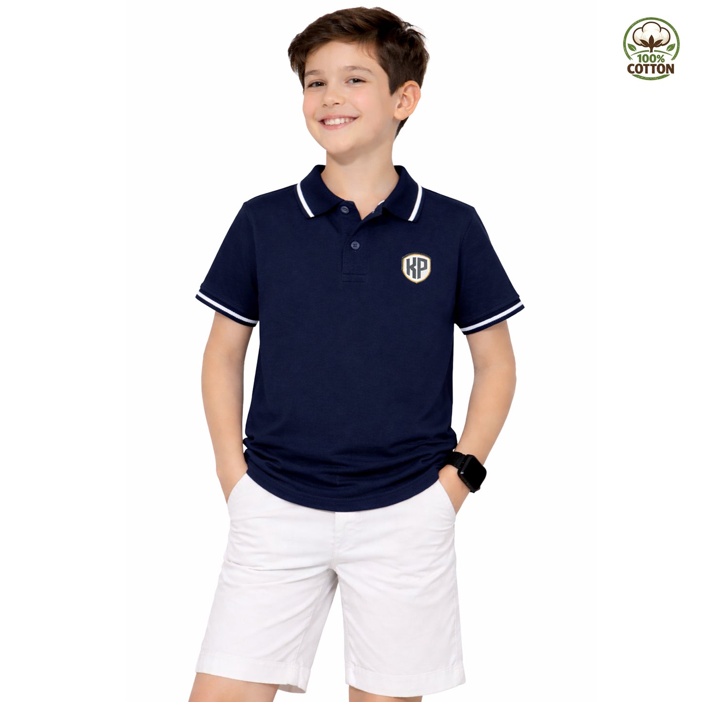 Kuchipoo Boys 100% Cotton Polo T-Shirts | Half Sleeve Collared Neck | Soft & Comfortable Casual Wear for Kids | Pack of 2
