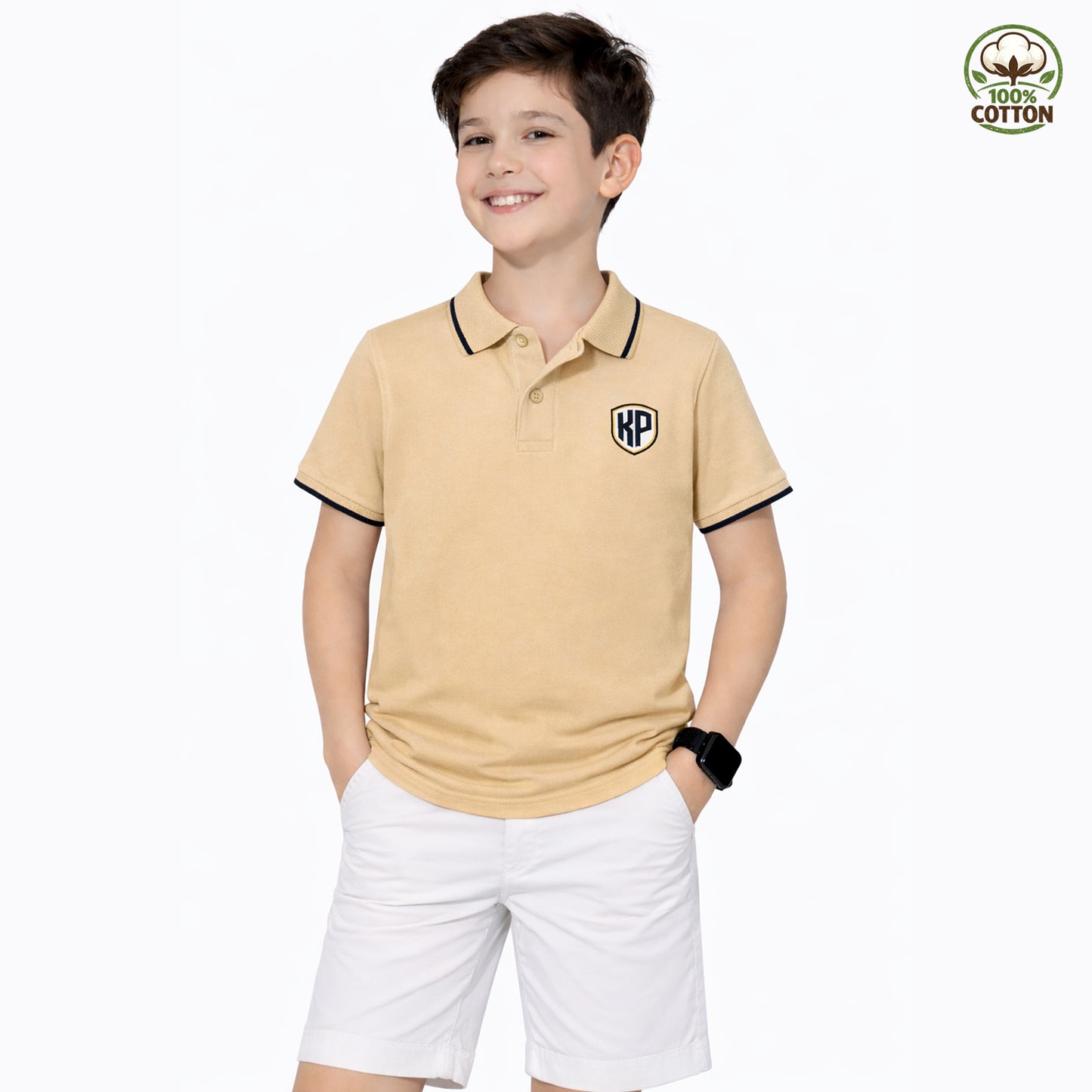 Kuchipoo Boys 100% Cotton Polo T-Shirts | Half Sleeve Collared Neck | Soft & Comfortable Casual Wear for Kids | Pack of 2