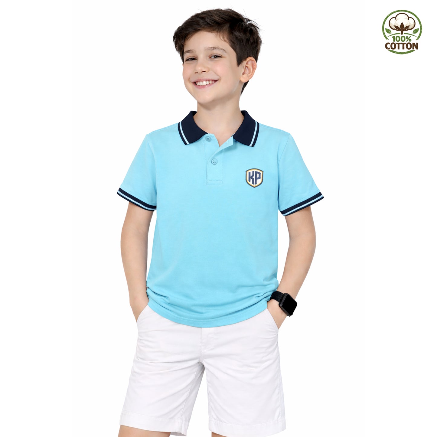 Kuchipoo Boys 100% Cotton Polo T-Shirts | Half Sleeve Collared Neck | Soft & Comfortable Casual Wear for Kids | Pack of 2