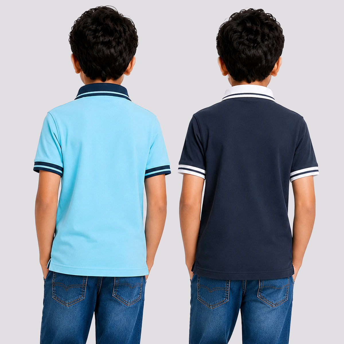 Kuchipoo Boys 100% Cotton Polo T-Shirts | Half Sleeve Collared Neck | Soft & Comfortable Casual Wear for Kids | Pack of 2