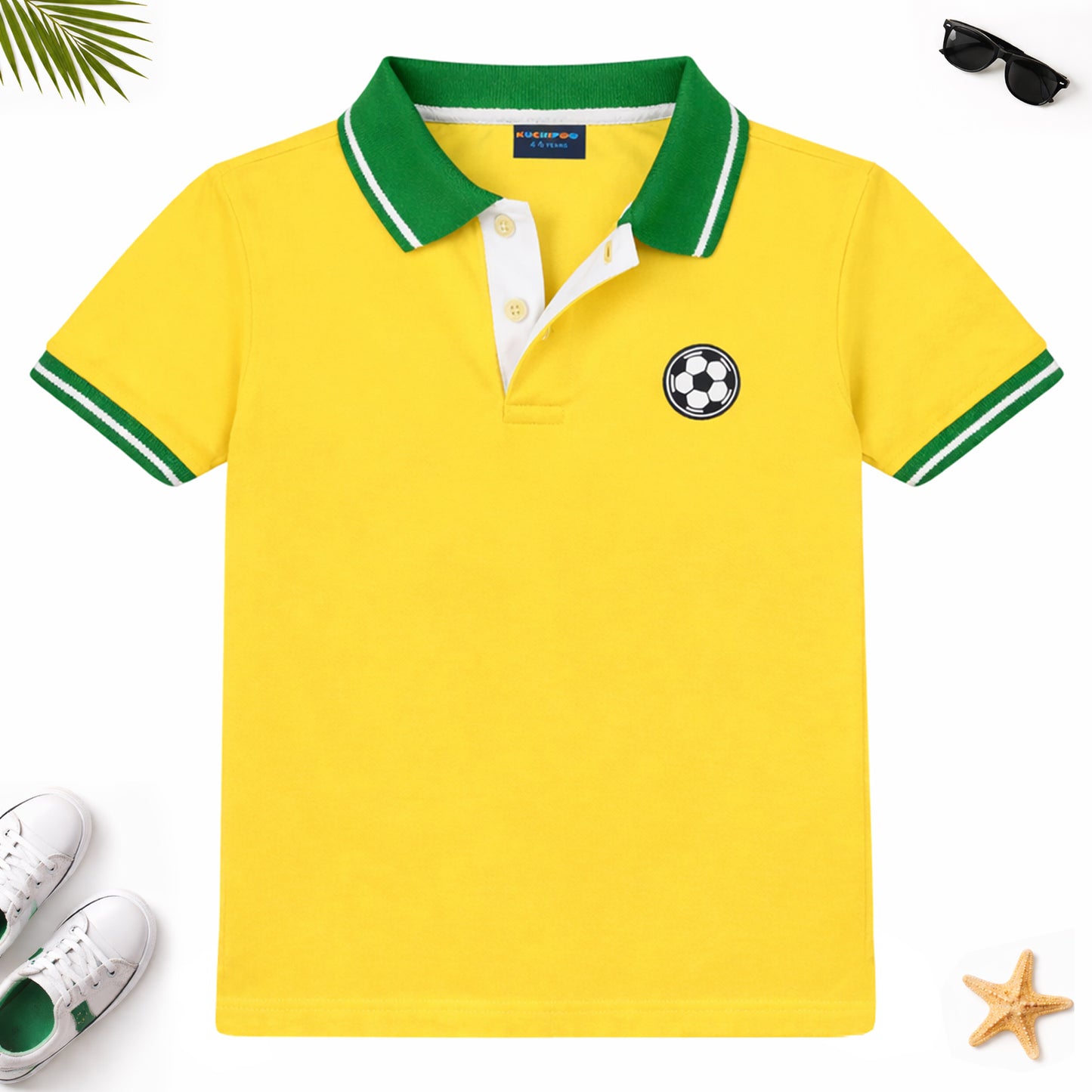 Kuchipoo Boys 100% Cotton Polo T-Shirt | Half Sleeve Collared Neck | Soft & Comfortable Casual Wear for Kids | Pack of 1