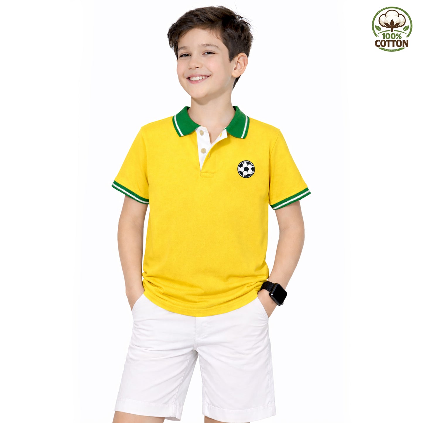 Kuchipoo Boys 100% Cotton Polo T-Shirt | Half Sleeve Collared Neck | Soft & Comfortable Casual Wear for Kids | Pack of 1