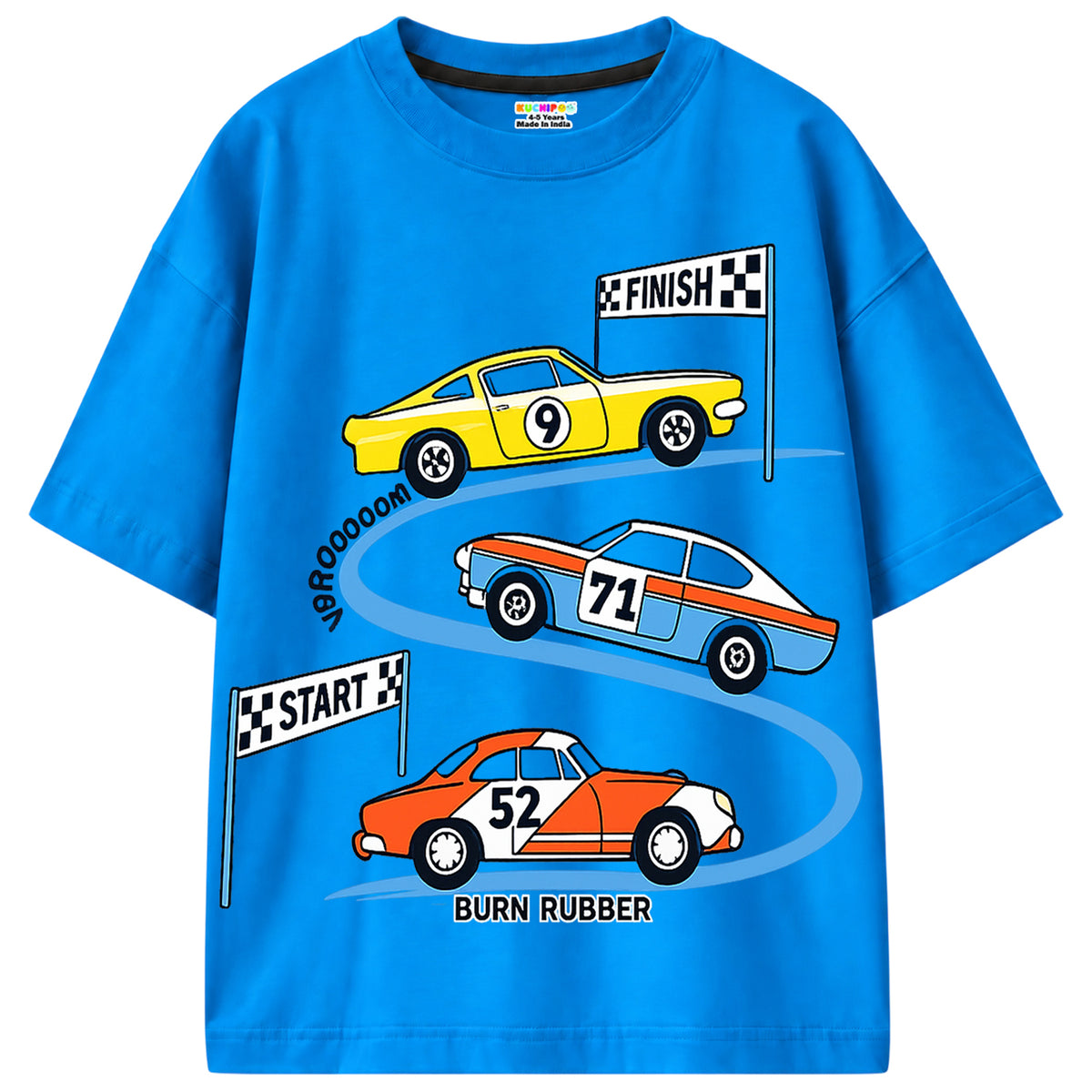 Kuchipoo Boys Cotton Printed T-Shirts | Half Sleeve Round Neck | Soft & Comfortable Casual Wear for Kids | Pack of 5
