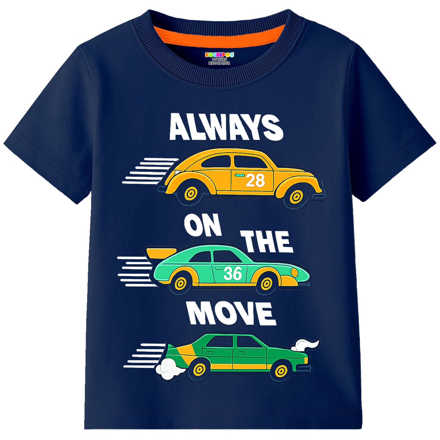 Kuchipoo Boys Cotton Printed T-Shirts | Half Sleeve Round Neck | Soft & Comfortable Casual Wear for Kids | Pack of 5