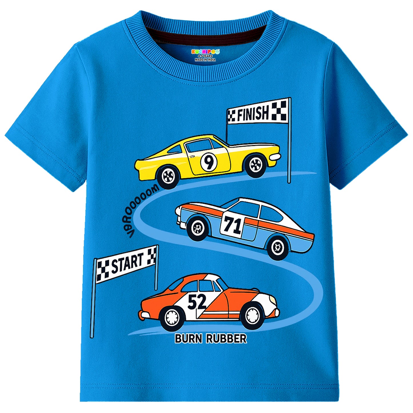 Kuchipoo Boys Cotton Printed T-Shirts | Half Sleeve Round Neck | Soft & Comfortable Casual Wear for Kids | Pack of 5
