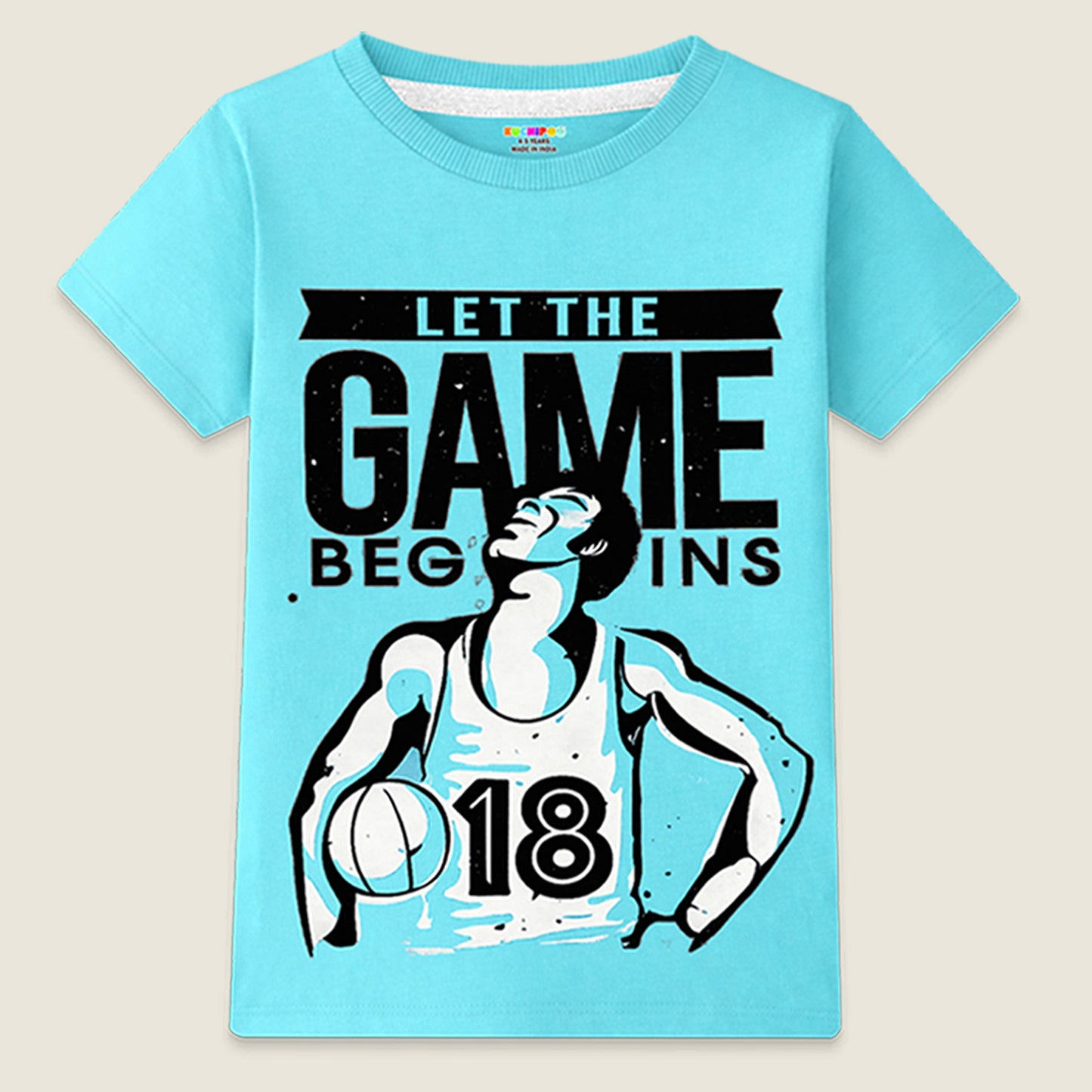 Kuchipoo Boys Cotton Printed T-Shirts | Half Sleeve Round Neck | Soft & Comfortable Casual Wear for Kids | Pack of 5