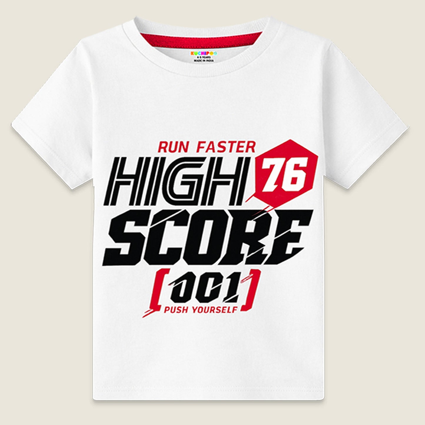 Kuchipoo Boys Cotton Printed T-Shirts | Half Sleeve Round Neck | Soft & Comfortable Casual Wear for Kids | Pack of 5