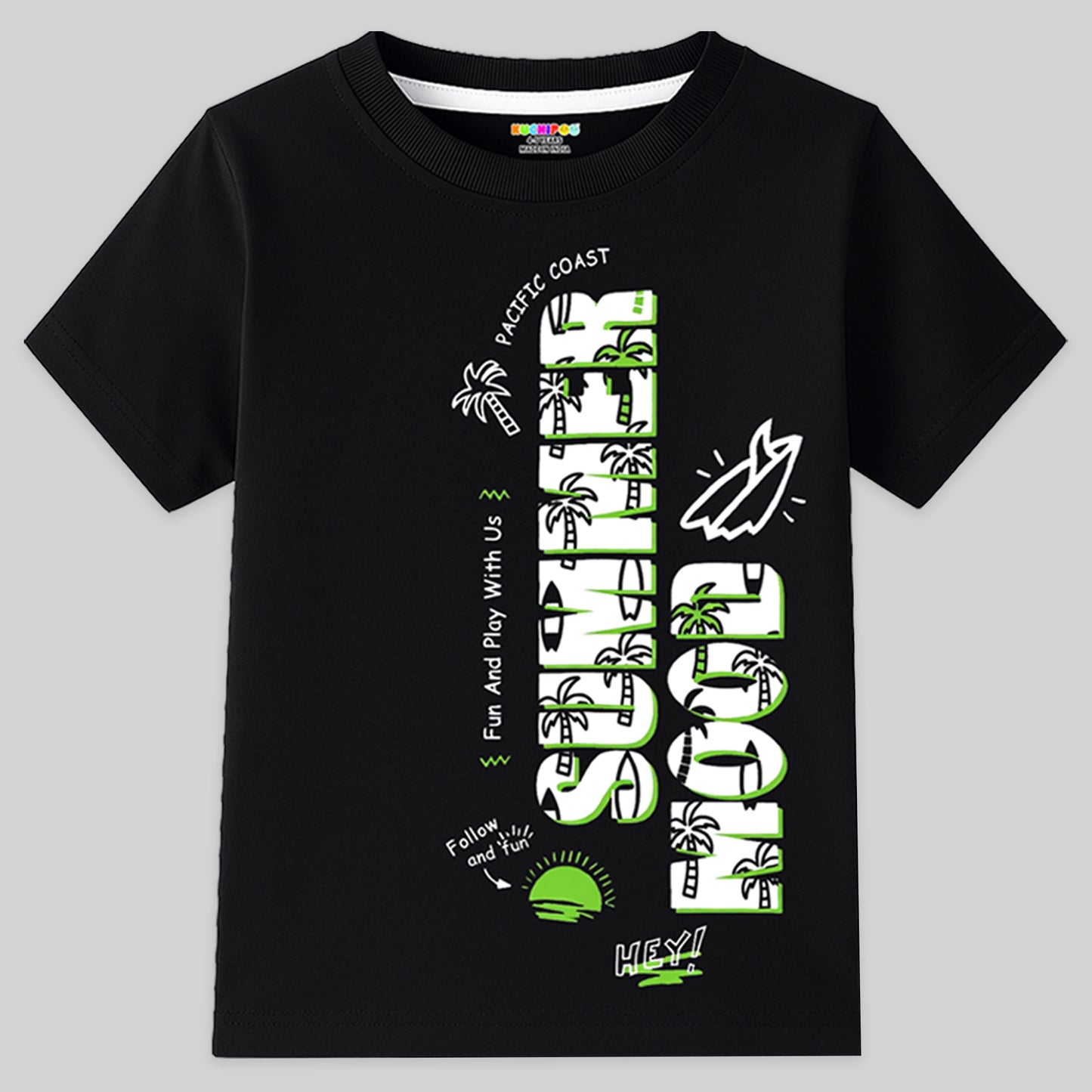 Kuchipoo Boys Cotton Printed T-Shirts | Half Sleeve Round Neck | Soft & Comfortable Casual Wear for Kids | Pack of 5