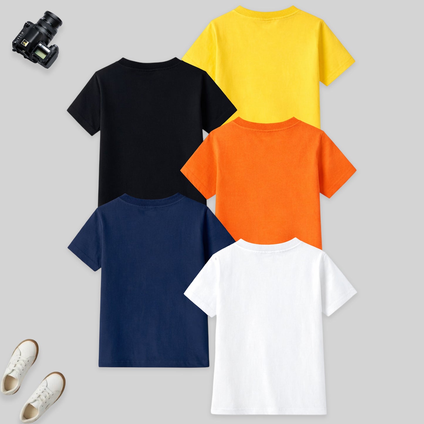 Kuchipoo Boys Cotton Printed T-Shirts | Half Sleeve Round Neck | Soft & Comfortable Casual Wear for Kids | Pack of 5