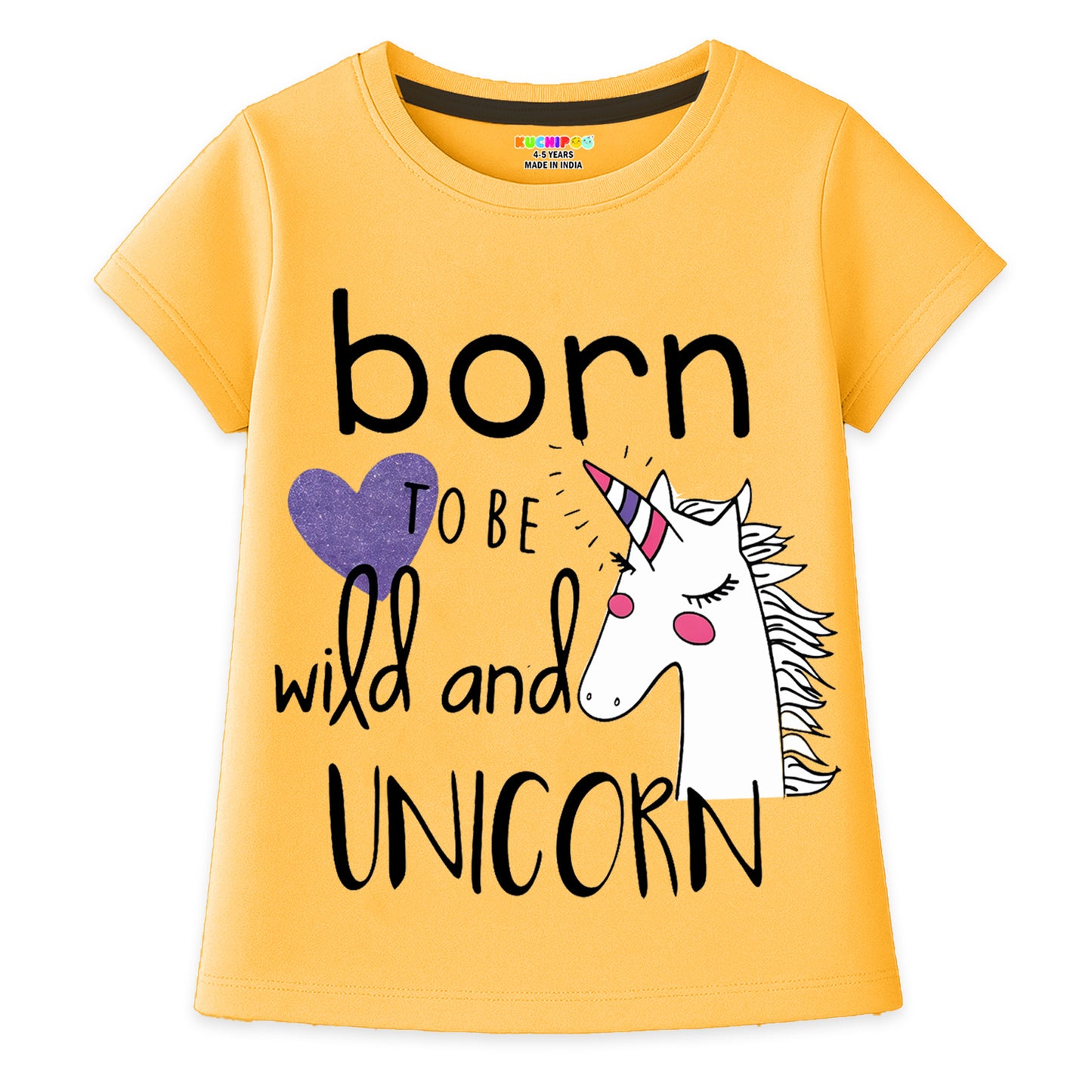 Kuchipoo Girls Cotton Printed T-Shirts | Half Sleeve Round Neck | Soft & Comfortable Casual Wear for Kids | Pack of 5