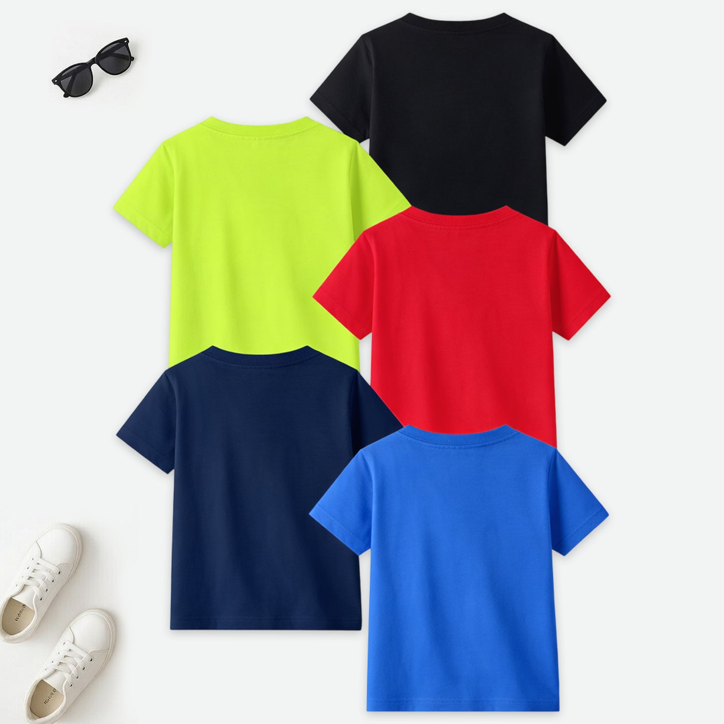 Kuchipoo Boys Cotton Printed T-Shirts | Half Sleeve Round Neck | Soft & Comfortable Casual Wear for Kids | Pack of 5