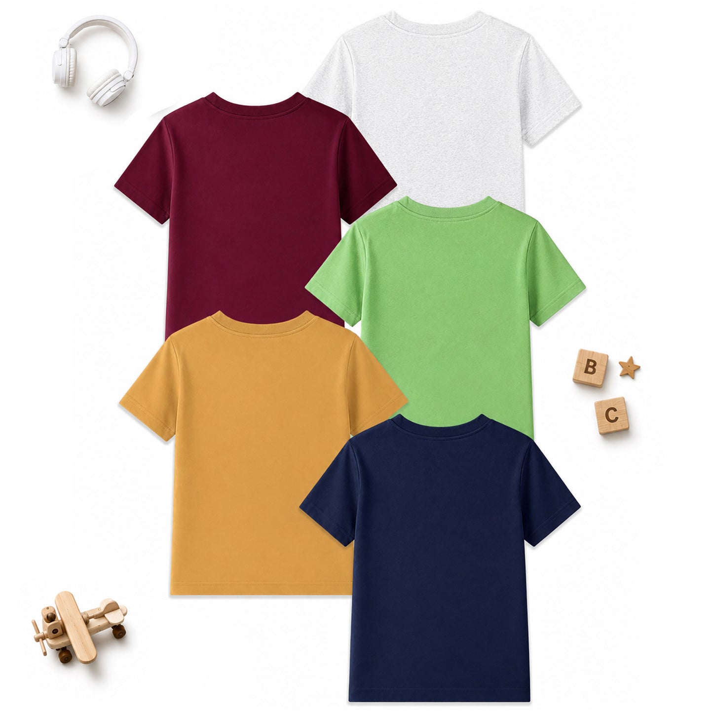 Kuchipoo Boys Cotton Printed T-Shirts | Half Sleeve Round Neck | Soft & Comfortable Casual Wear for Kids | Pack of 5
