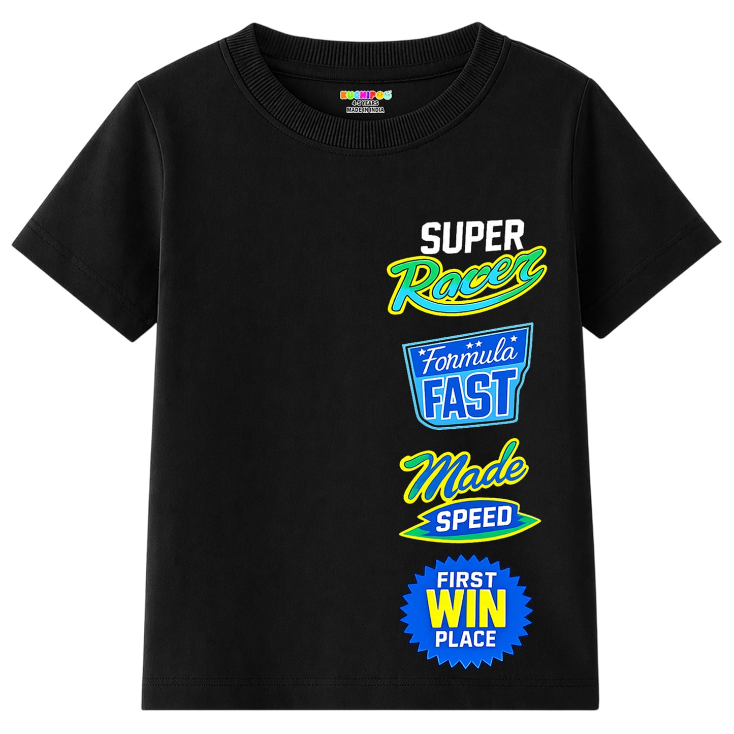 Kuchipoo Boys Cotton Printed T-Shirts | Half Sleeve Round Neck | Soft & Comfortable Casual Wear for Kids | Pack of 5