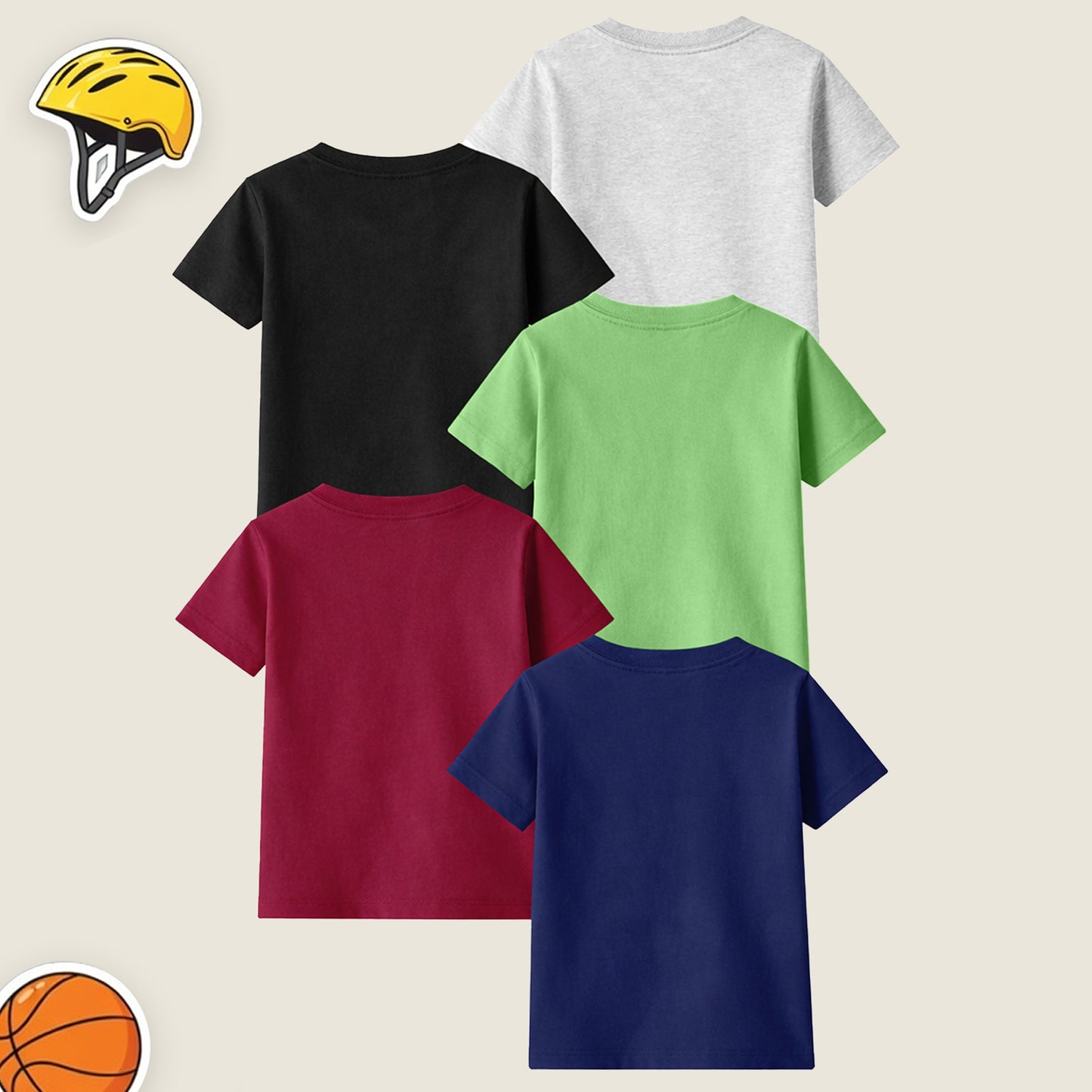Kuchipoo Boys Cotton Printed T-Shirts | Half Sleeve Round Neck | Soft & Comfortable Casual Wear for Kids | Pack of 5