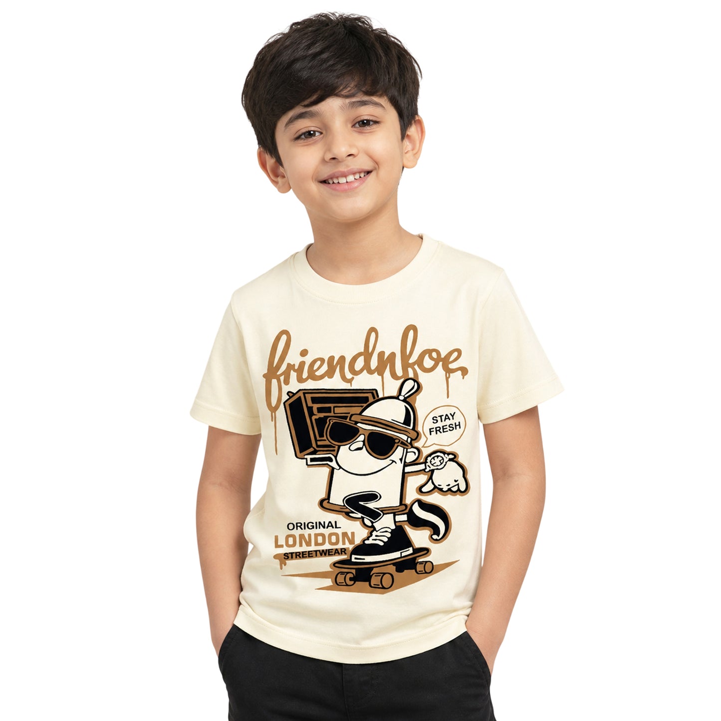 Kuchipoo Boys Cotton Printed T-Shirts | Half Sleeve Round Neck | Soft & Comfortable Casual Wear for Kids | Pack of 5