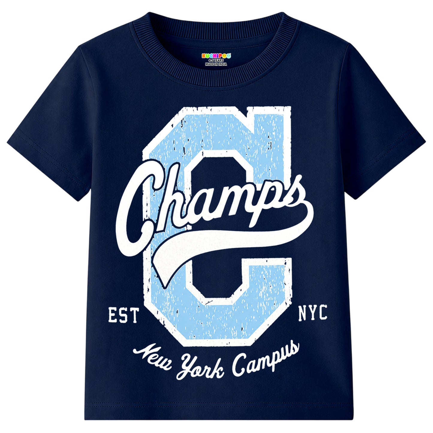 Kuchipoo Boys Cotton Printed T-Shirts | Half Sleeve Round Neck | Soft & Comfortable Casual Wear for Kids | Pack of 5