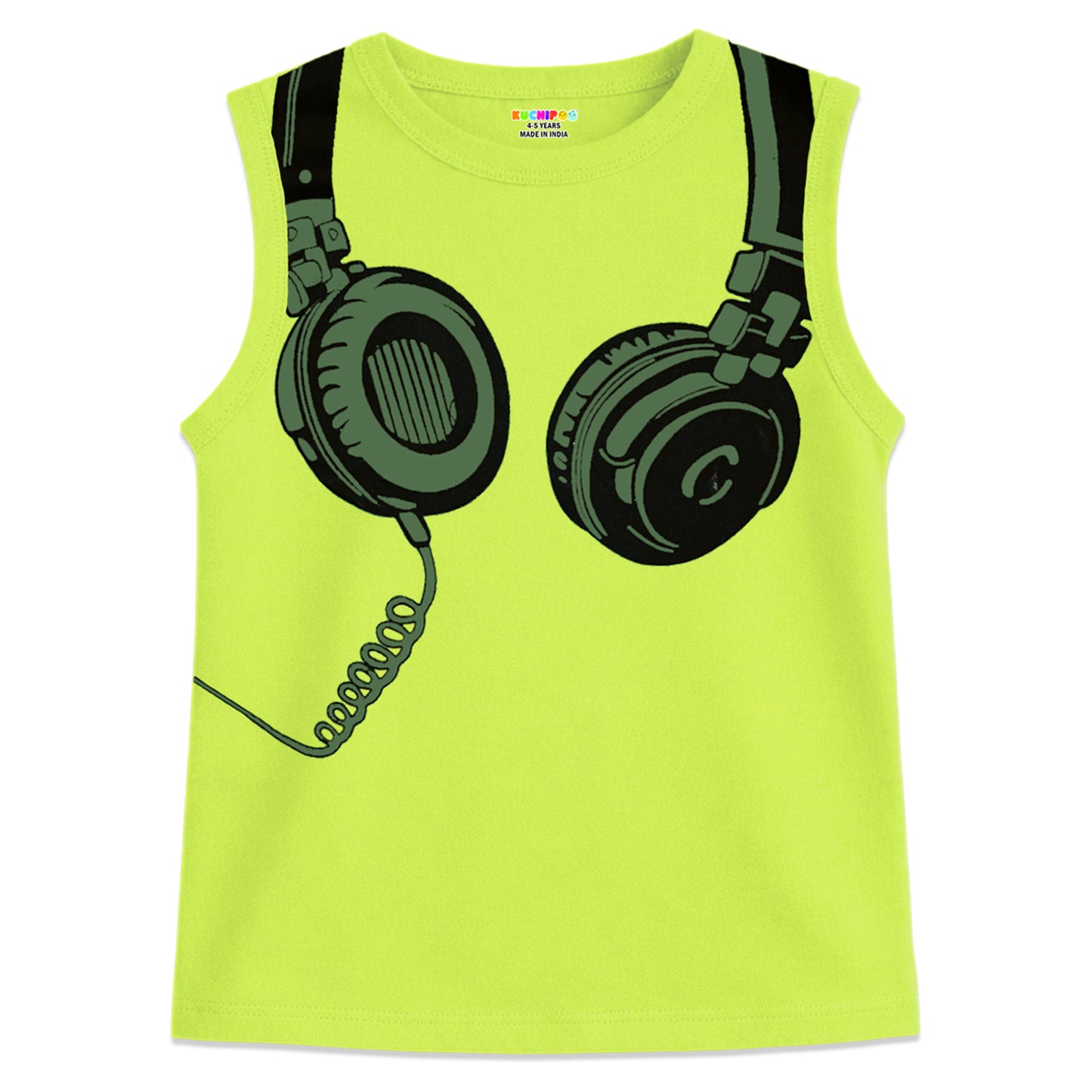 Kuchipoo Boys Sleeveless Cotton T-Shirt | Cute Graphic Print | Soft & Breathable Fabric | Round Neck Summer Top | Casual for Kids | Pack of 5
